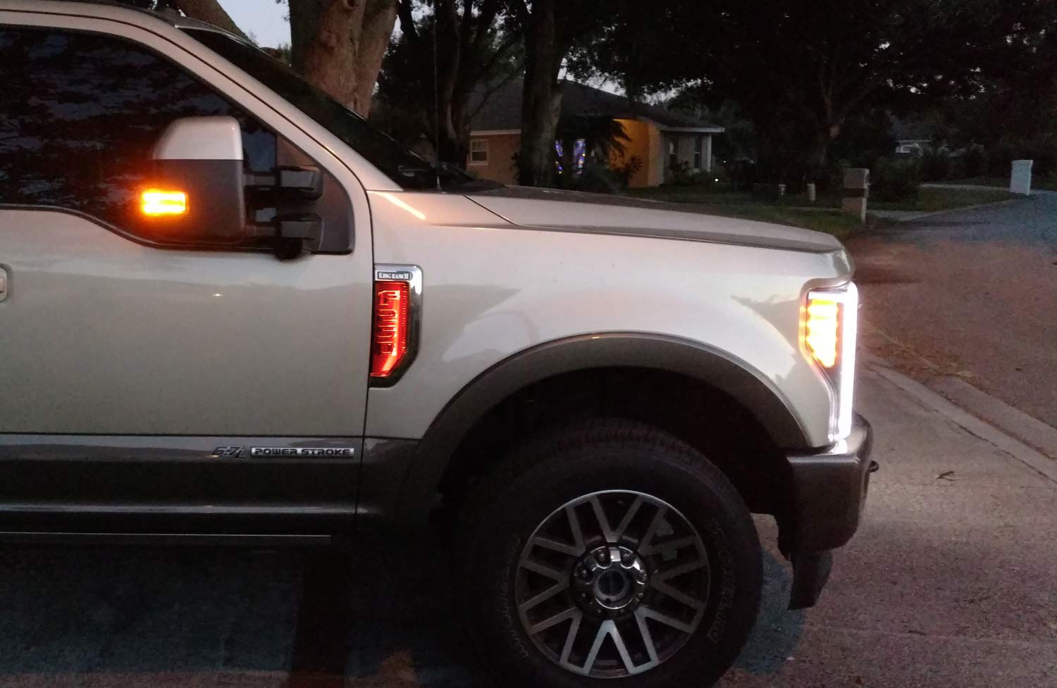 Ijdmtoy Sports Red Led Background Illumination Kit Compatible With 2017-2021 Ford F250 F350 F450 Super Duty Side Fender Chrome E