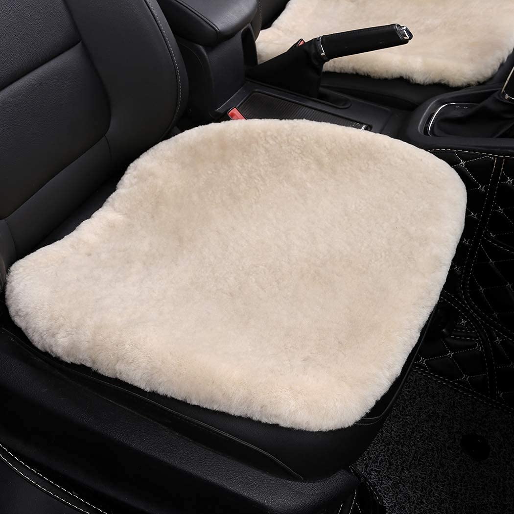 Ogland Fluffy Genuine Sheepskin Car Seat Cover For Auto Fuzzy Interior Accessories Cushion With Soft Wool Natural Fur Non-Slip (