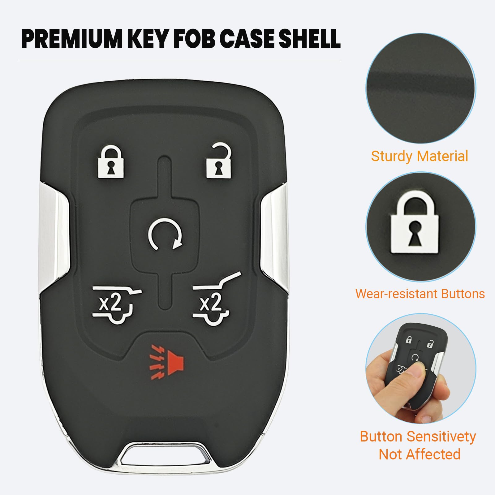 Smart Replacement Key Fob Cover Fit For 2014-2020 Gmc Yukon Chevy Suburban Tahoe Keyless Entry Remote Key Fob Shell