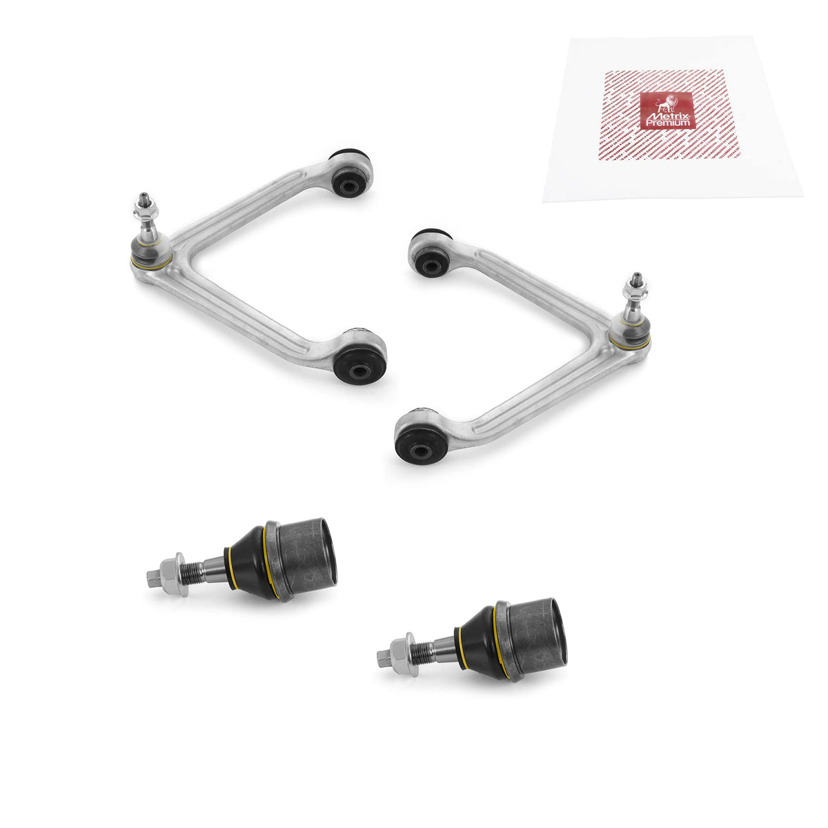 Metrix Premium Chassis Parts - 4 Pc Front L/R Upper Control Arm & Front Lower L/R Ball Joint Kit Fits 2007-2009 Chrysler Aspen,