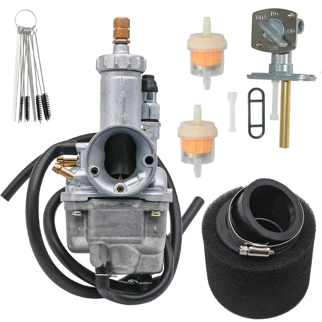 Jdllong Carburetor For K-Awasaki Bayou 220 Klf220 1988-1998 For Bayou 250 Klf250 Carb 2003-2011 With Air Filter And Fuel Gas Petcock Valve Switch
