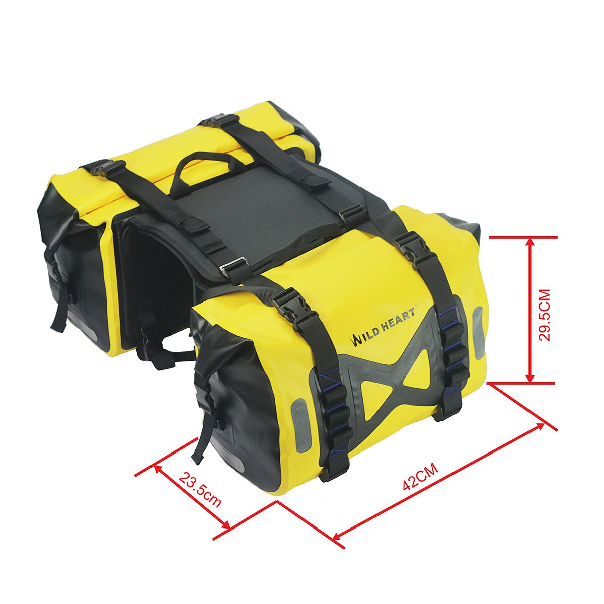 WILD HEART 50L Waterproof Motorcycle Saddlebag - Yellow PVC Tank Bag, Model WF-057Y
