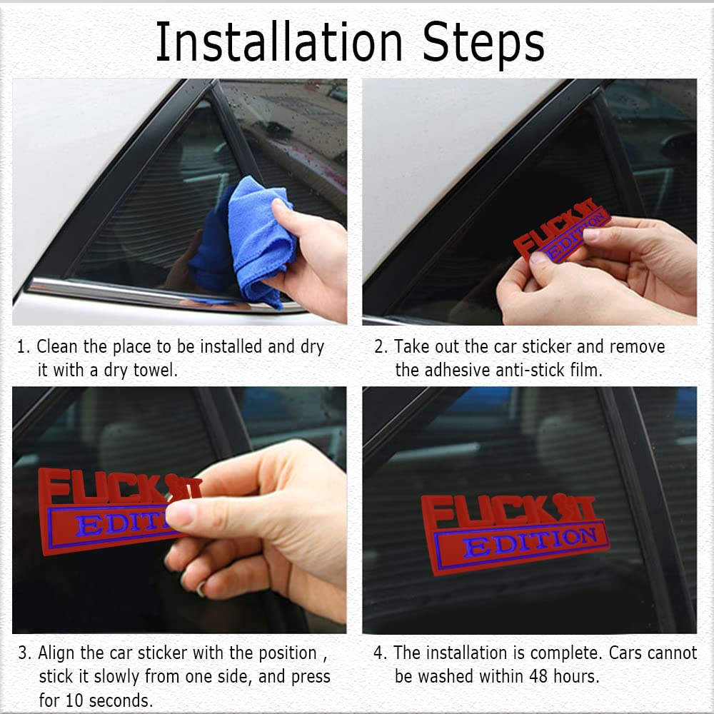 Fuck It Edition Emblem, Car Exterior Emblems Badge 3D Sticker Decal, Fuck-It Edition Emblem 3D Fender Badge Decal, 3D Fender Bad