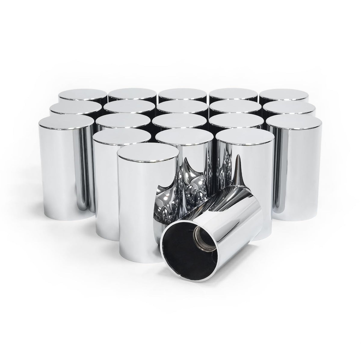Grandroad Auto 20 Pack Lug Nut Covers, 33Mm By 3-1/2'' Thread On Flat Top Cylinder Nut Cover Caps Abs Chrome Plastic Anti-Rust S