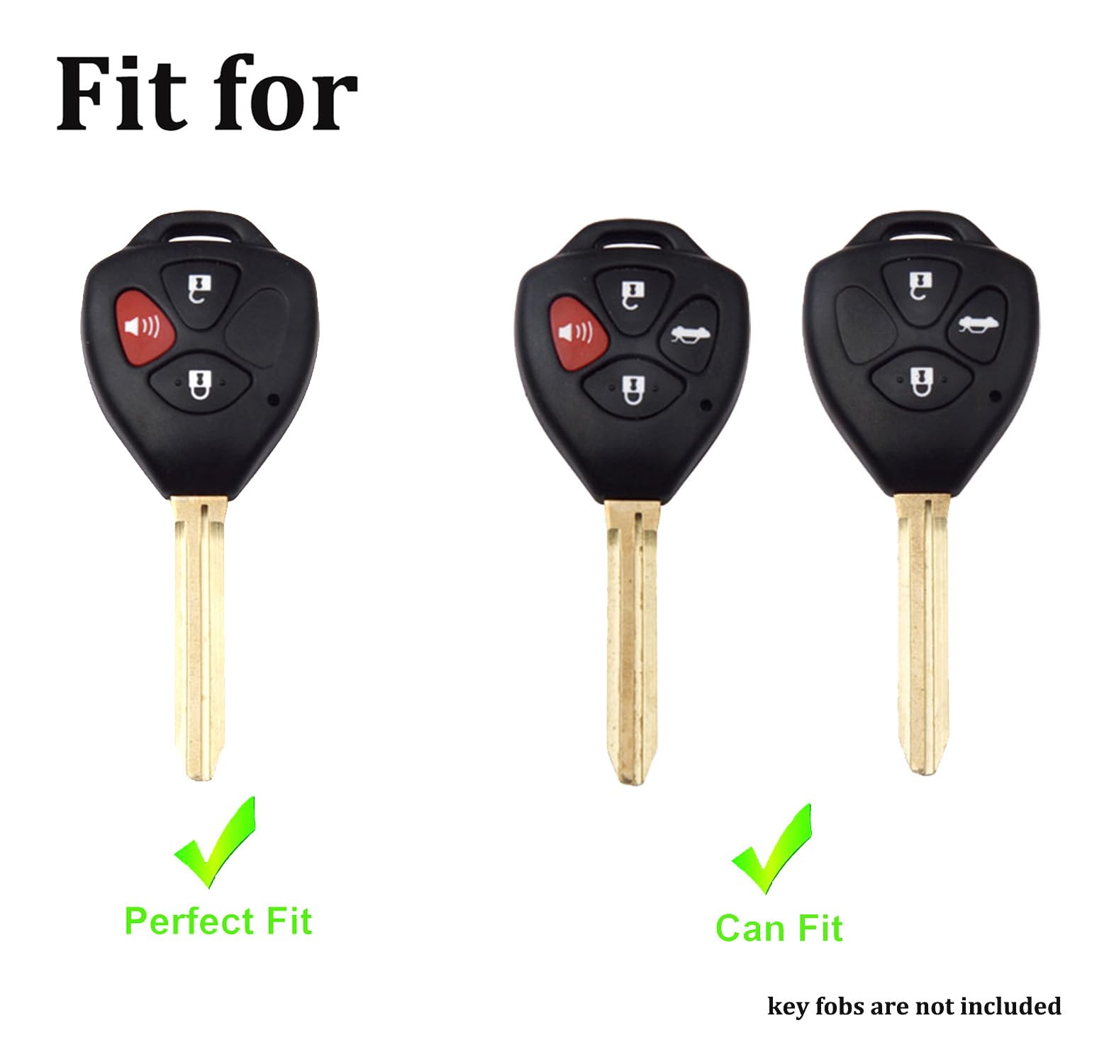 Arruweer Key Fob Cover Fit For Toyota 2008-2013 Avalon / 2007-2011 Camry / 2008-2013 Corolla / 2009-2014 Venza Keyless Entry Key