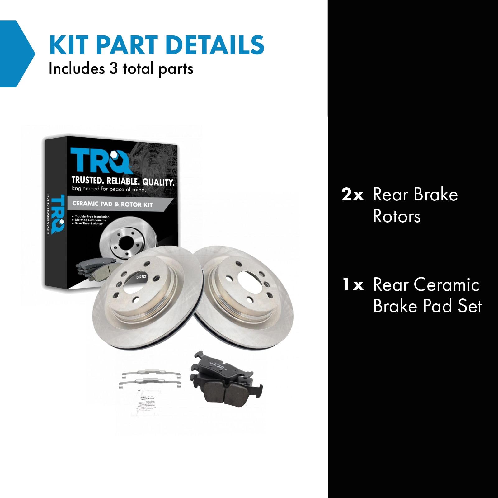 Trq Rear Brake Pad & Rotor Kit Brake Pads Brake Rotor Ceramic Compatible With 2016-2019 Bmw X1 2018-2020 X2 2017-2019 Mini Coope