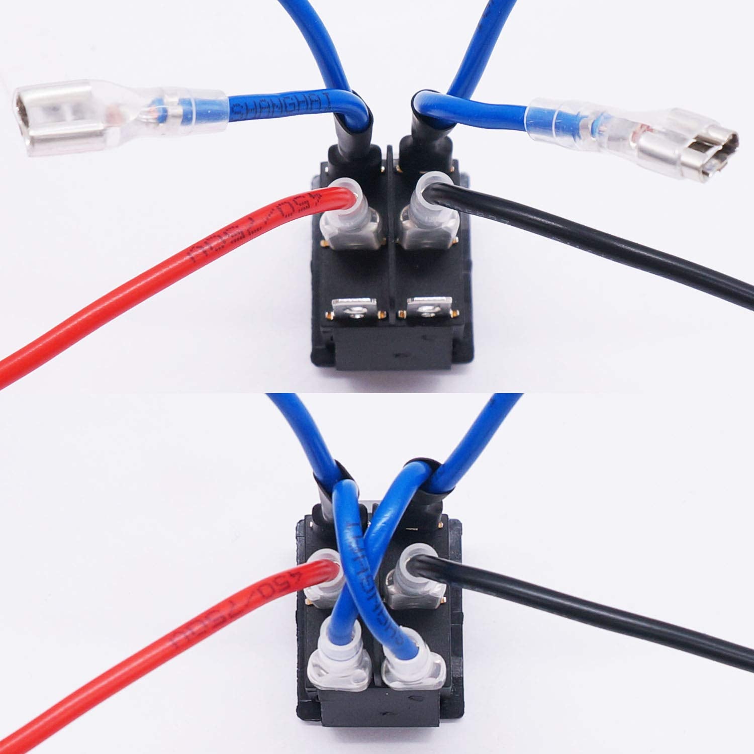 Weideer 20A 12V Dc Motor Polarity Reverse Rocker Switch Dpdt 6 Pin On-Off-On Boat Motor Control Switch With Jumper Wires Kcd2-20