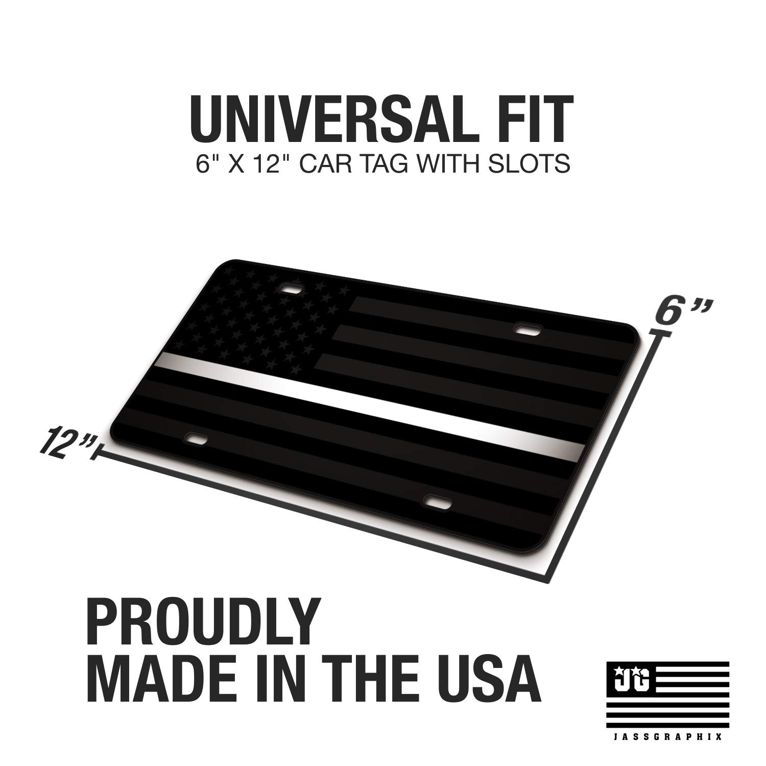 Thin White Line American Flag License Plate Emergency Medical Services Matte Black On 1/8 '' Black Aluminum Composite Heavy Duty
