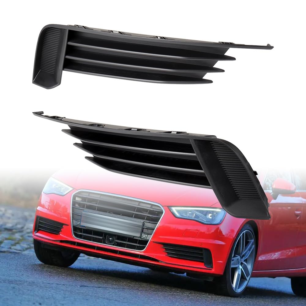 Astra Depot Pair Black Front Lower Bumper Grille Inserts Replacement For 2013-2017 Audi A3 S3 8V3807681Qbmo 8V3807682Lbm