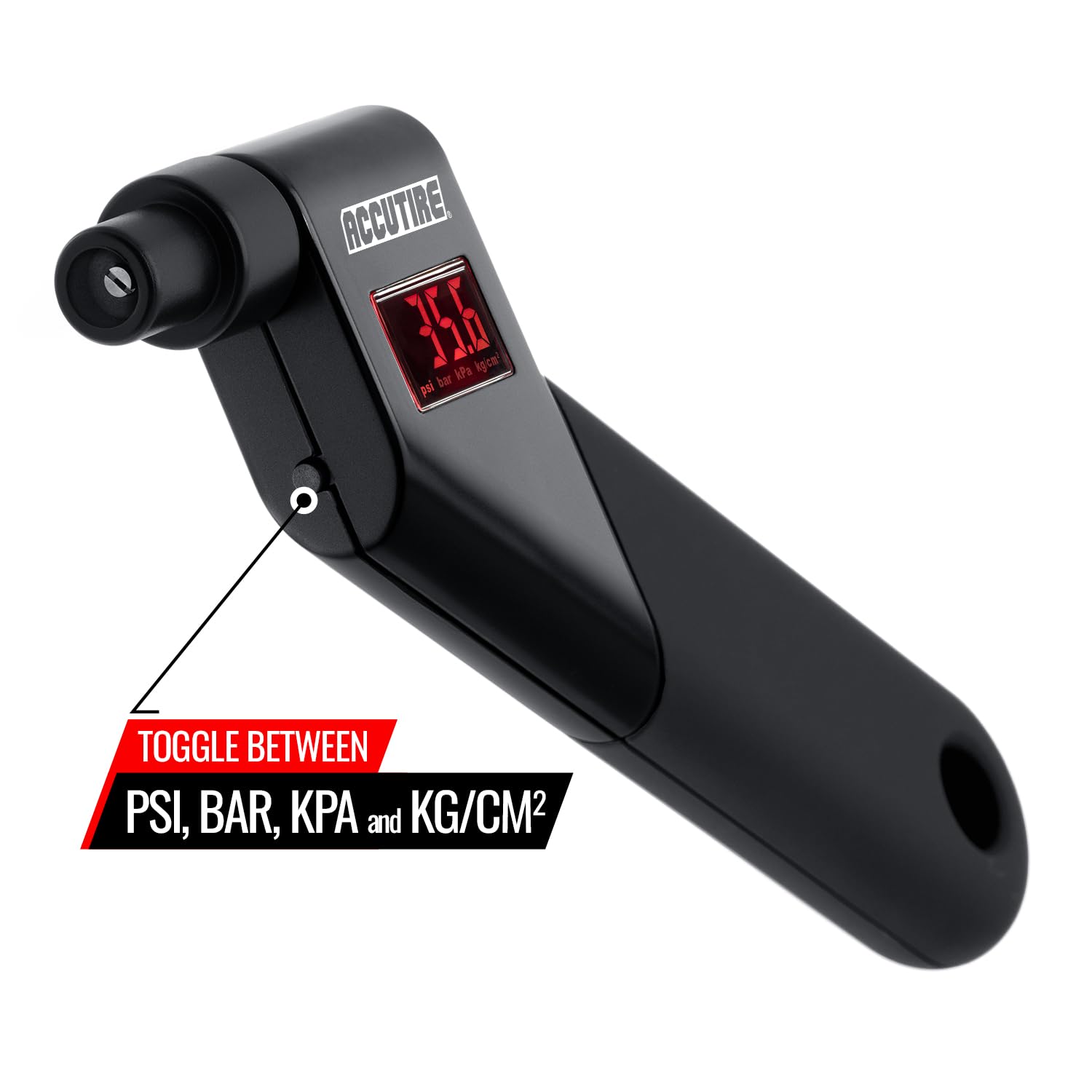 Accutire MS-4021B Digital Tire Pressure Gauge - 5-150psi, Includes 4 Valve Caps, Black, 1-Pack