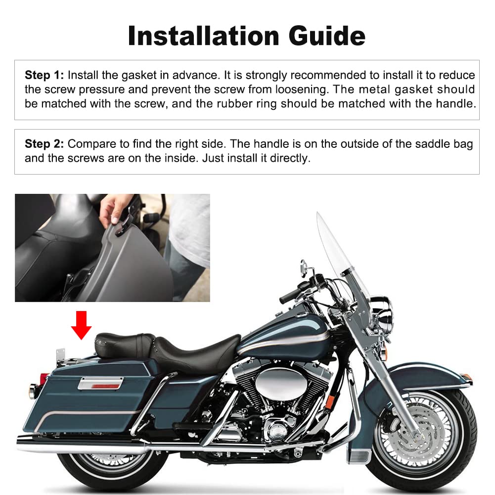 WATERWICH Black Saddlebag Latch Kit Saddle Bag Lifter Compatible with Harley Davidson Street Road King Electra Glide Ultra Limited FLHR FLHT FLHX FLHTK 2014-2023