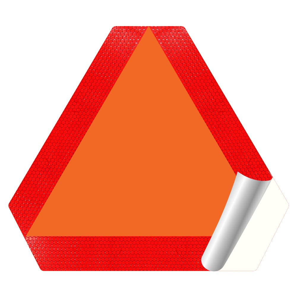 IGNIXIA Slow Moving Vehicle Sign, PVC Vinyl Decal Slow Moving Vehicle Triangle Sticker, 14   x 16    Inches Orange Base with Ref