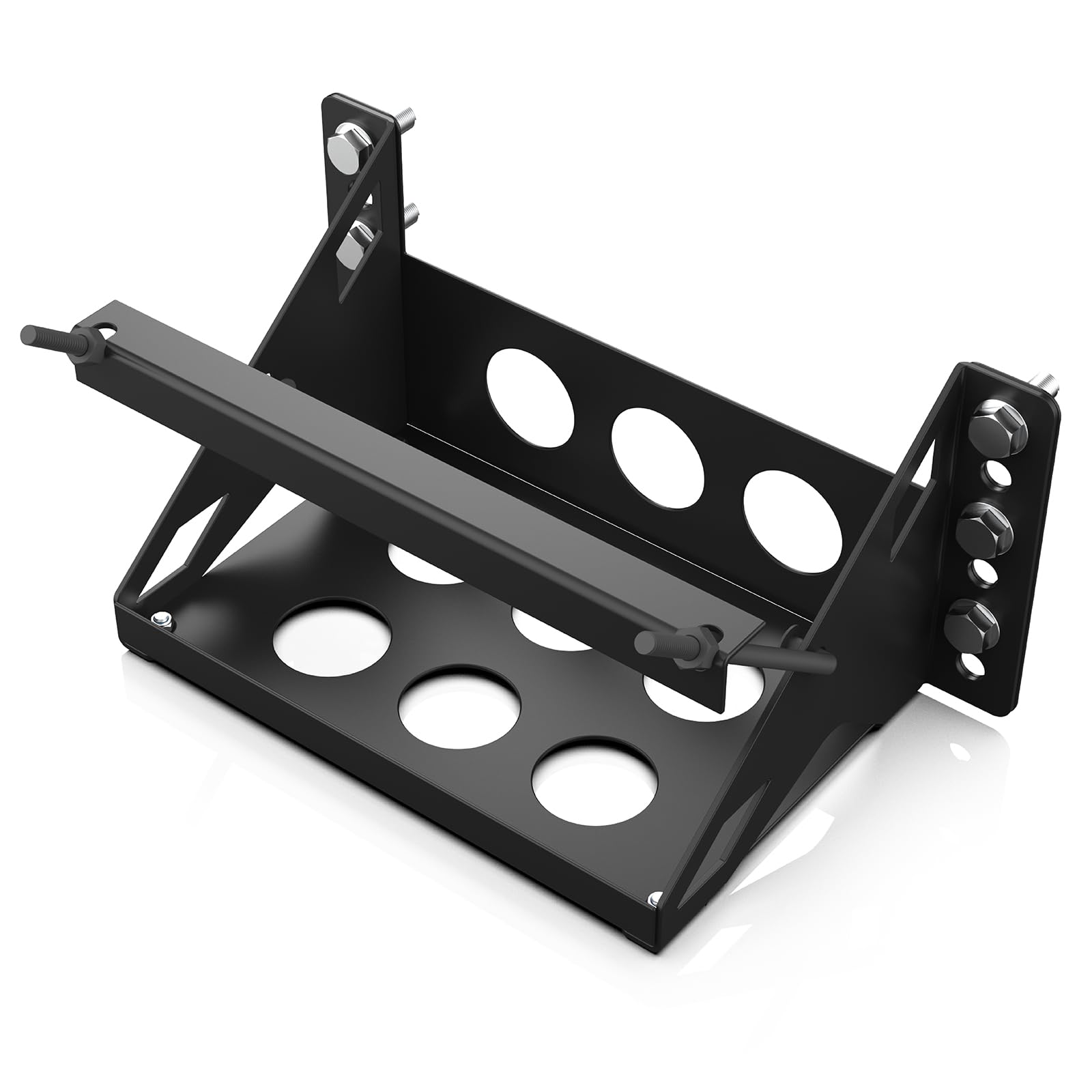 Metal Steel Battery Mounting Box Tray Bracket Diy,Easy Bolt-In Battery Tray,Overall Length - Fits Up To A 10.63” × 7.06” × 7.5” Battery, Anti-Corrosion, No Rusting