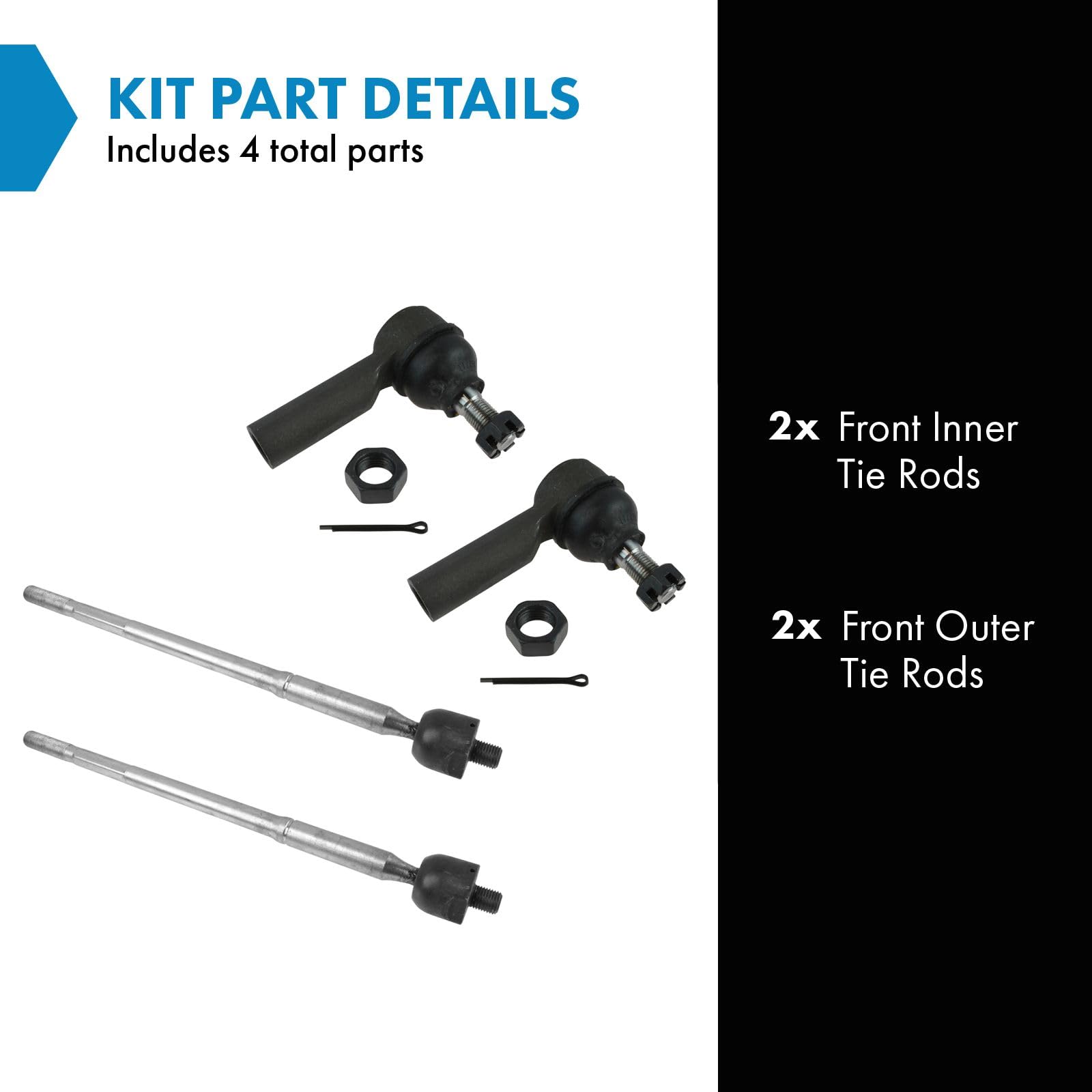 Trq Front Tie Rod Set Compatible With 2003-2008 Pontiac Vibe Toyota Matrix