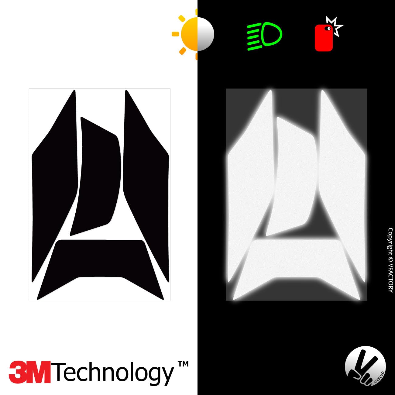 Vfluo - Kit Of Reflective Stickers - Shoei Neotecii Motorcycle Helmet - Approved Stripes Fr - 3M Technology - High Visibility &