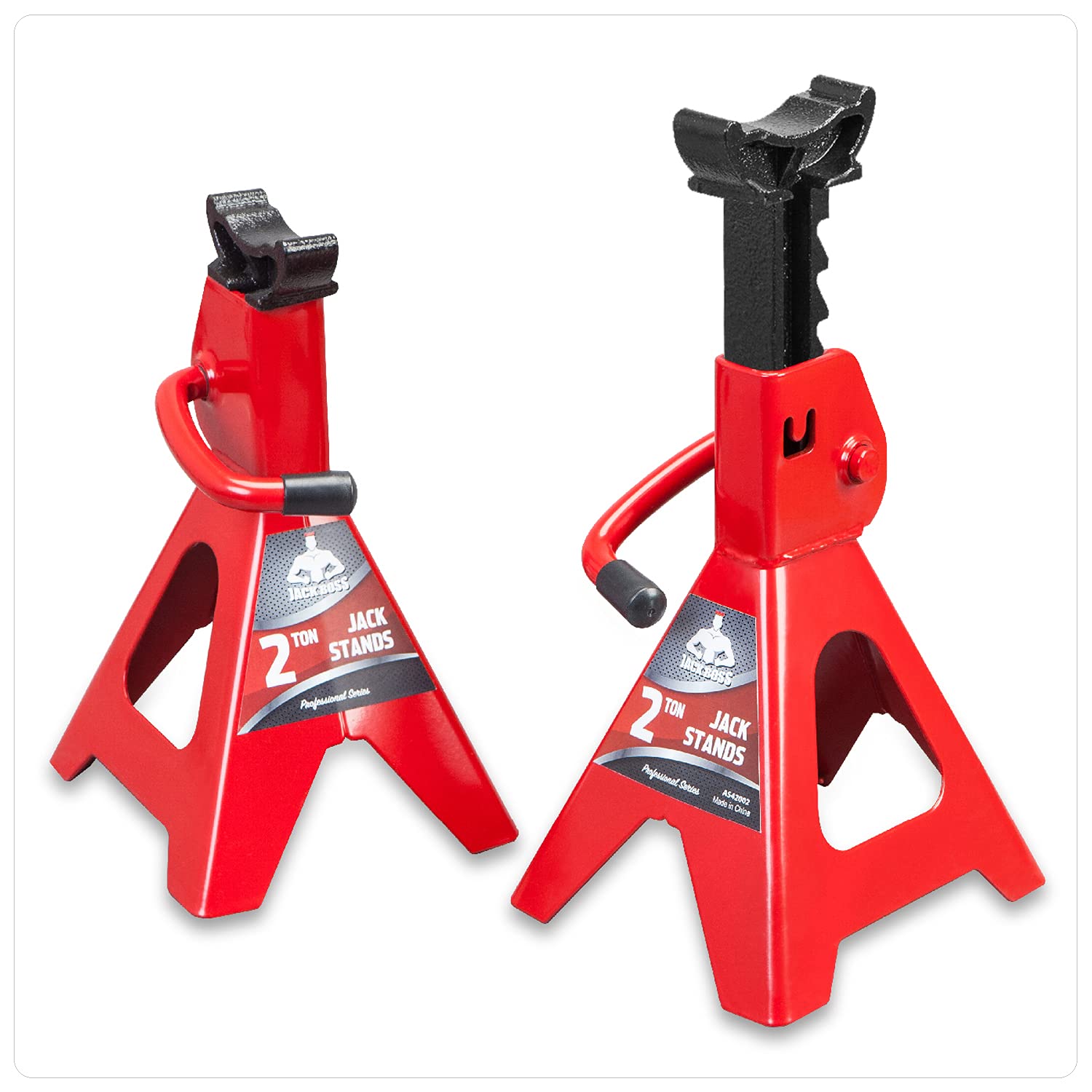 Jack Boss Jack Stands 2 Ton (4,000 LBs) Lifting Car Stand, Fit Use for Cars Automotive Small Vehicles, Red, 2 Pack