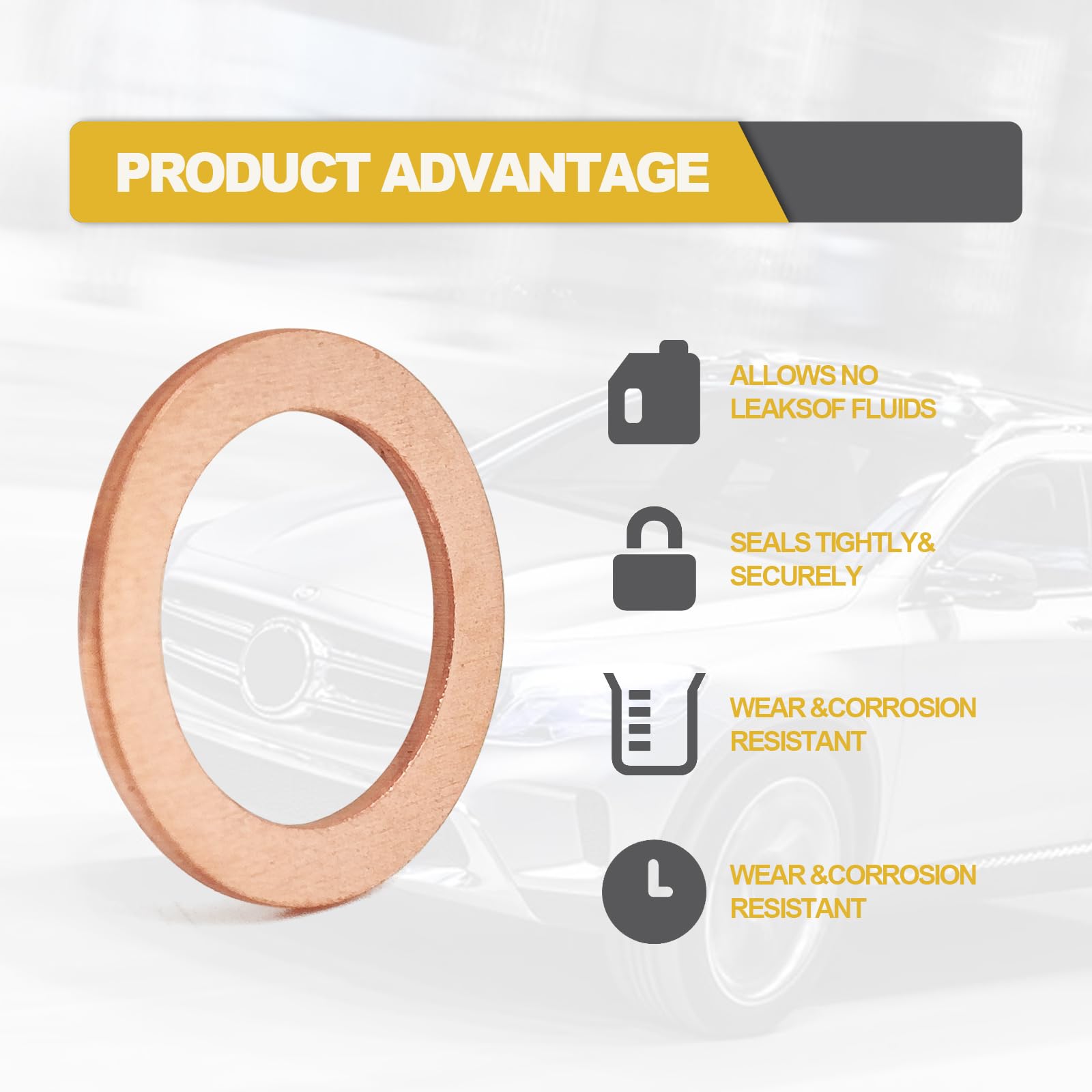 15 Pcs Oil Drain Plug Gasket - 14Mm Oem Copper Oil Drain Plug Washer Gaskets - Compatible/Replacement For Mercedes Oil Crush Washer Oem Pn Part#: 007603-014106