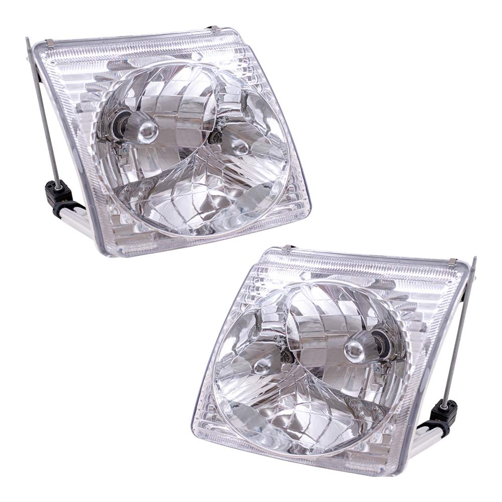 Brock Replacement Driver And Passenger Headlights Headlamps Compatible With 2001-2005 Explorer Sport Trac Pickup Truck 1L5Z 1300