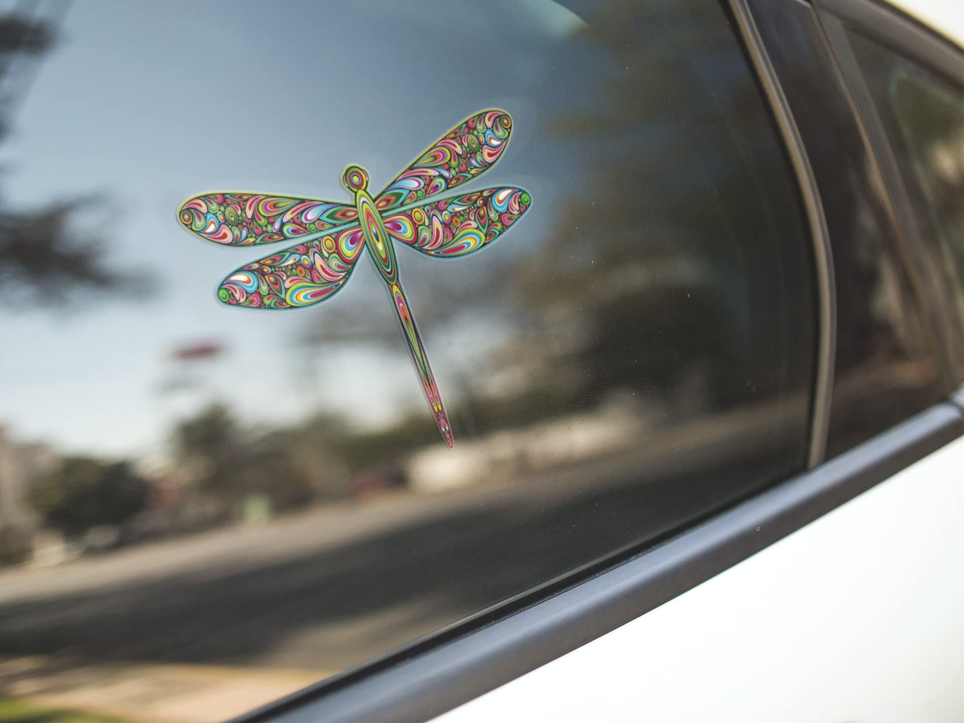 Unique Bright Dragonfly Beautiful Tie Dye Full Color Indoor Outdoor Car Suv Bumper Sticker Laptop Decal 5-By-4 Inches