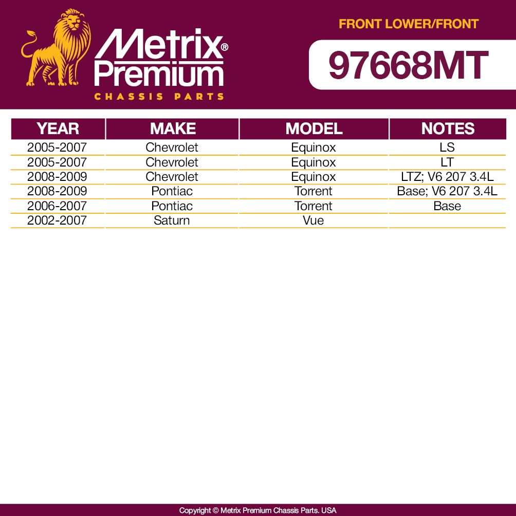 Metrix Premium Chassis Parts - 4 Pc Front Lower Control Arm & Front Sway Bar Stabilizer End Link Kit Fits 05-09 Chevrolet Equino