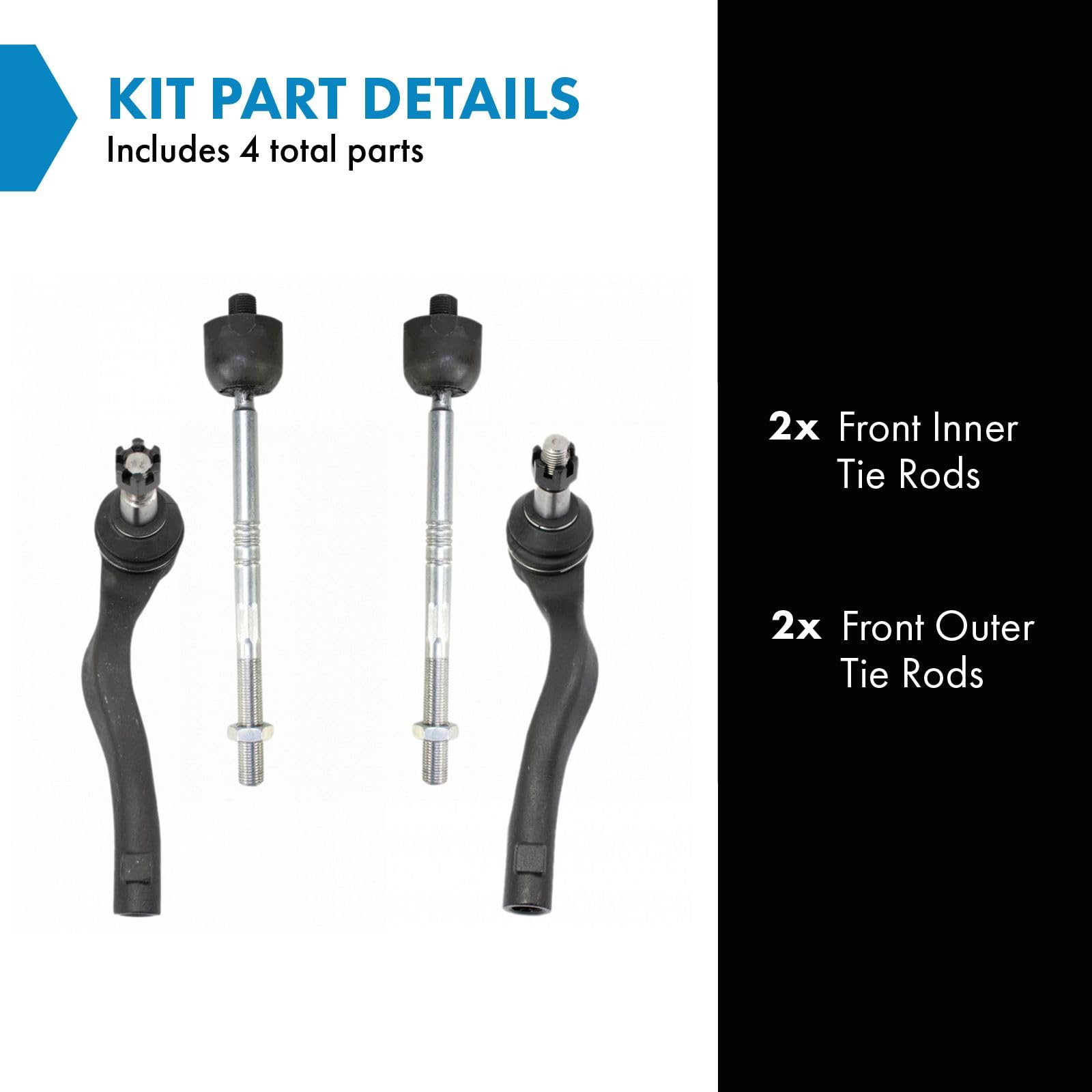 Trq Front Inner And Outer Tie Rod Set Compatible With 2008-2014 Mercedes-Benz C300 2012-2015 C350 2013-2014 E350 2015-2017 E400