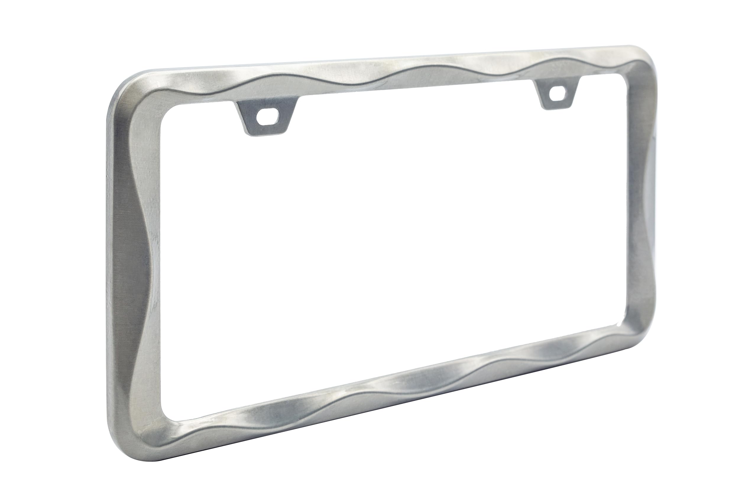 Creathome 3D Curly Wave Pattern Brush Nickel License Plate Frame From Pure Zinc Alloy Metal