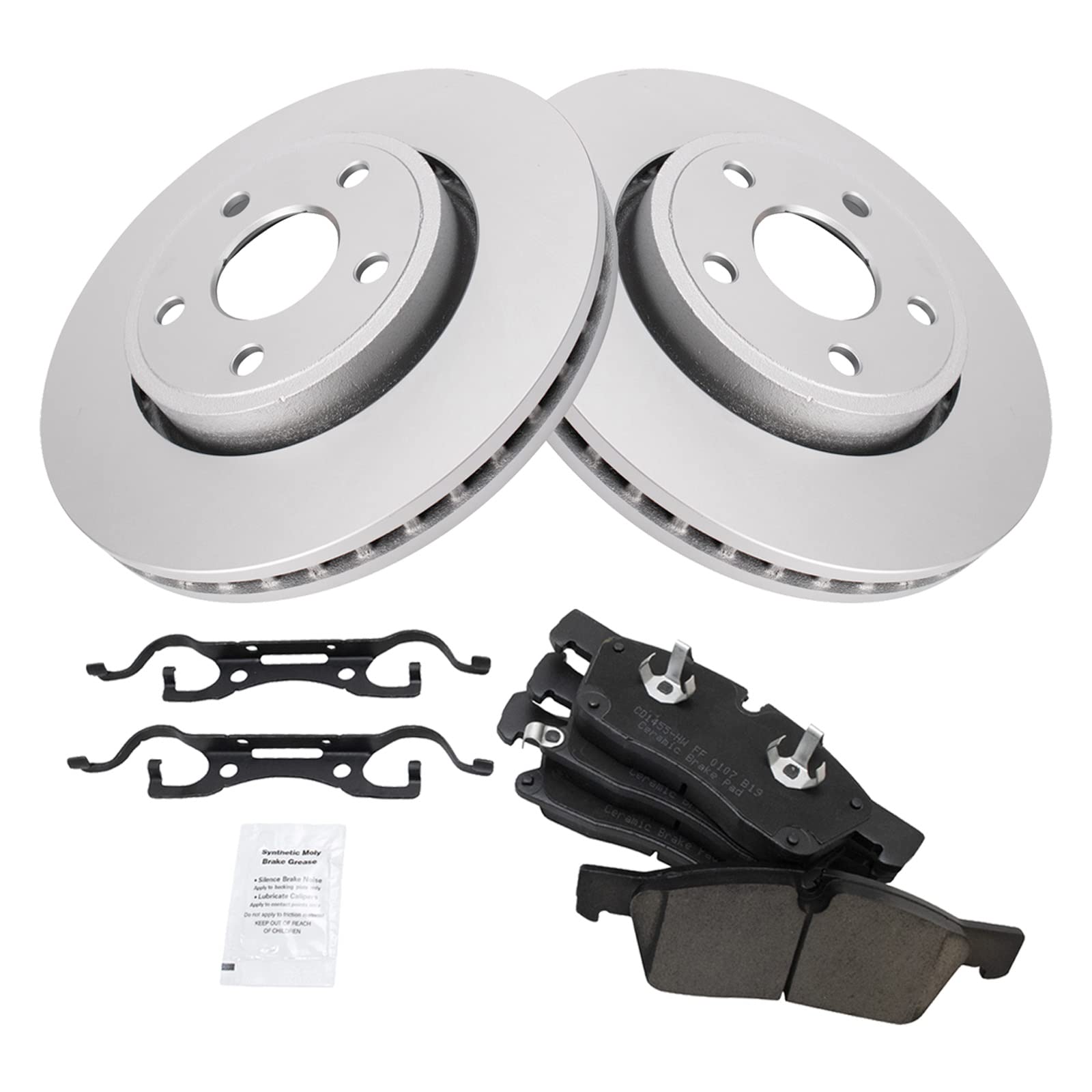 Trq Front Brake Pad & Rotor Kit Brake Pads Brake Rotor Ceramic Premium G-Coated Compatible With 2011-2016 Dodge Durango Jeep Gra