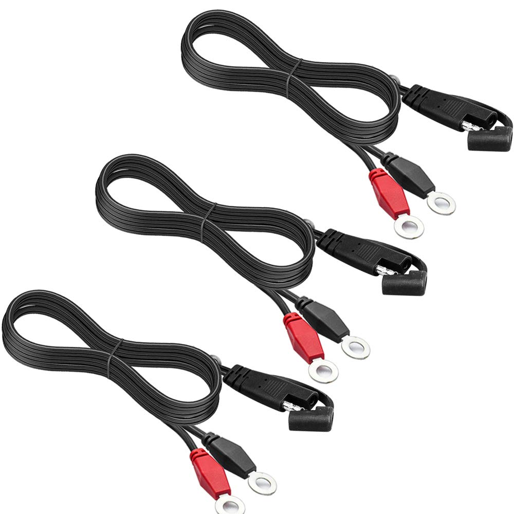 Mroinge Battery Ring Terminal Harness With 2Ft 18Awg Cable And 2-Pin Sae Quick Disconnect Plug (3 Pack)
