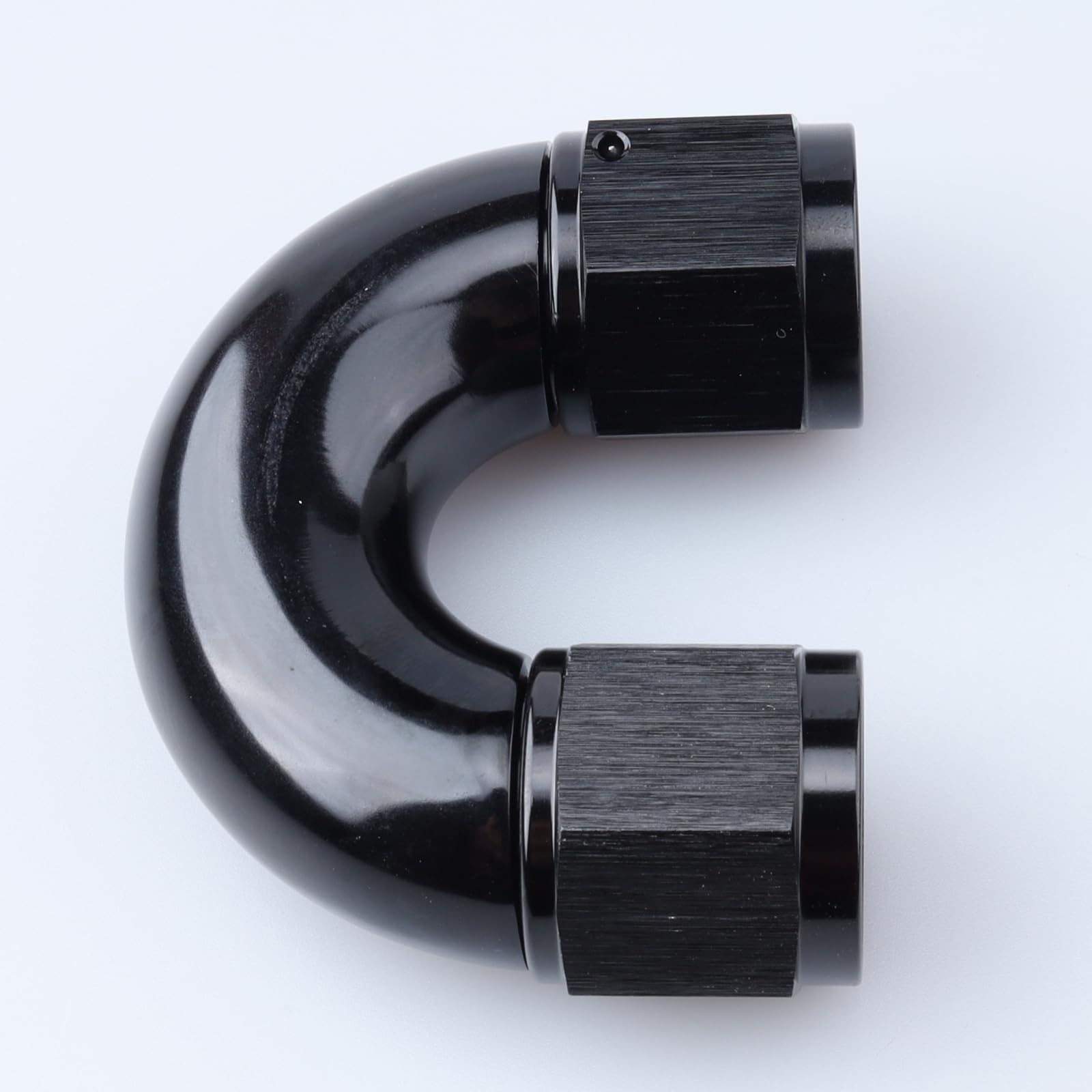 AC PERFORMANCE 180 Degree Aluminum -10 AN Female One Piece Full Flow Hose Coupler Fitting, Black