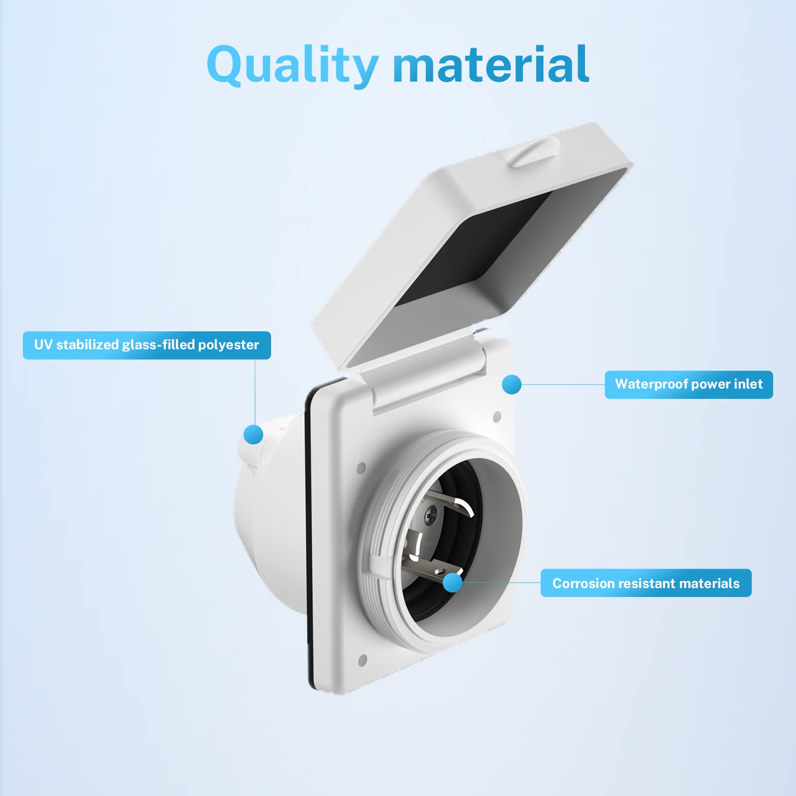 Kohree 30 Amp Rv Plug Twist Lock Inlet, Nema L5-30P Shore Power Inlet Plug With 3 Stainless Steel Pins And Screws, 125V Rv Power