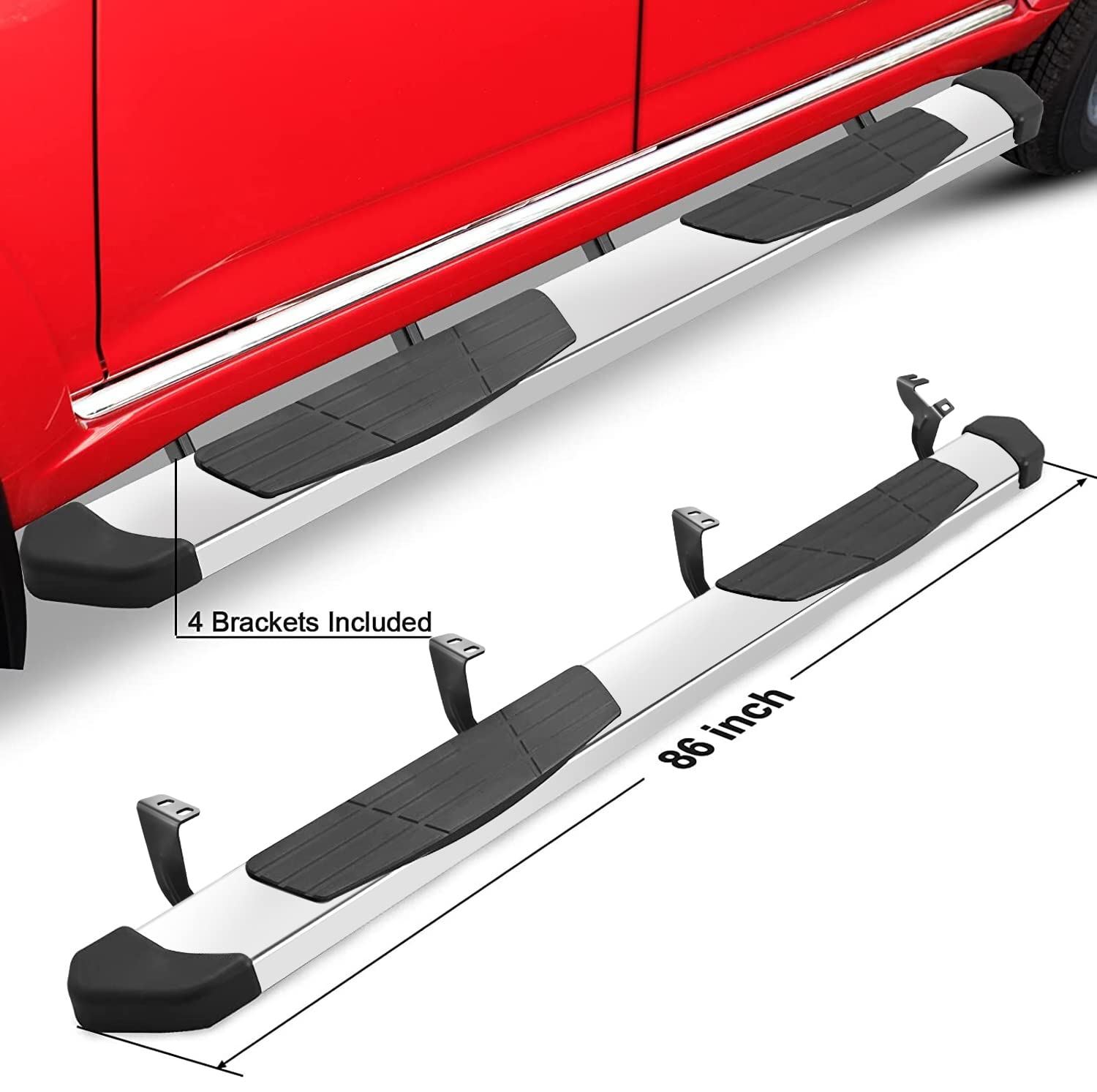 Othowe Running Boards Compatible With 2022-2025 Toyota Tundra Crewmax Cab(4 Full-Size Door), Black Flat Oval Running Boards 2 Piece Set Side Steps Step Bars Tundra Stainless Steel Running Boards.