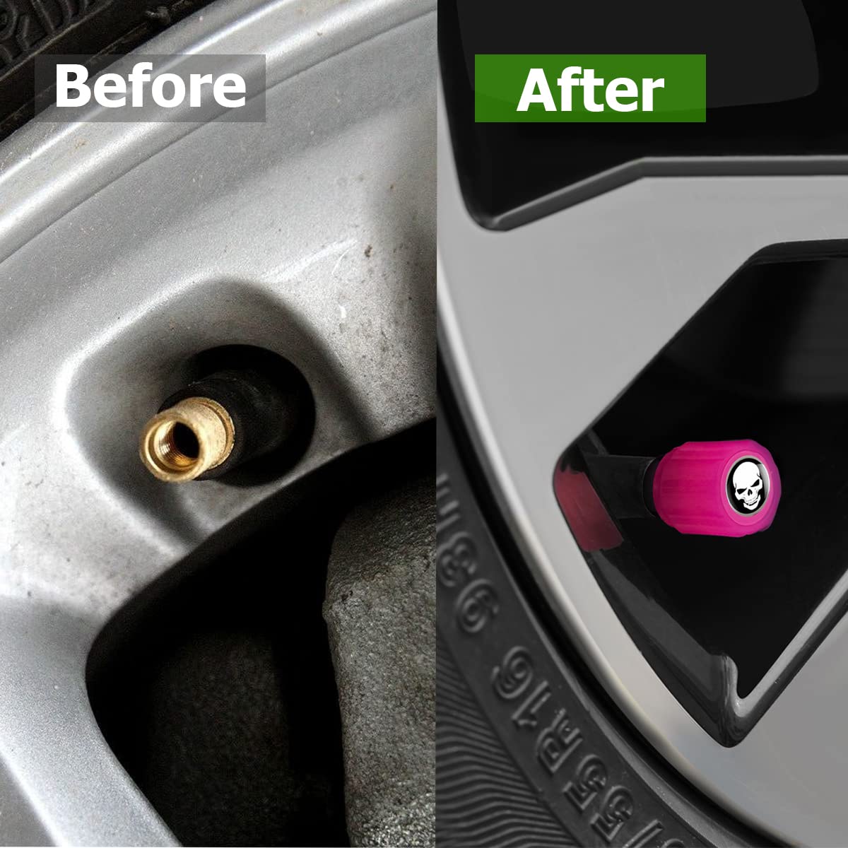 12Pcs Fluorescent Skull Car Tire Valve Stem Caps, Abs Corrosion Resistant Wheel Valve Cover, Luminous Illuminated Cap Glow In Th