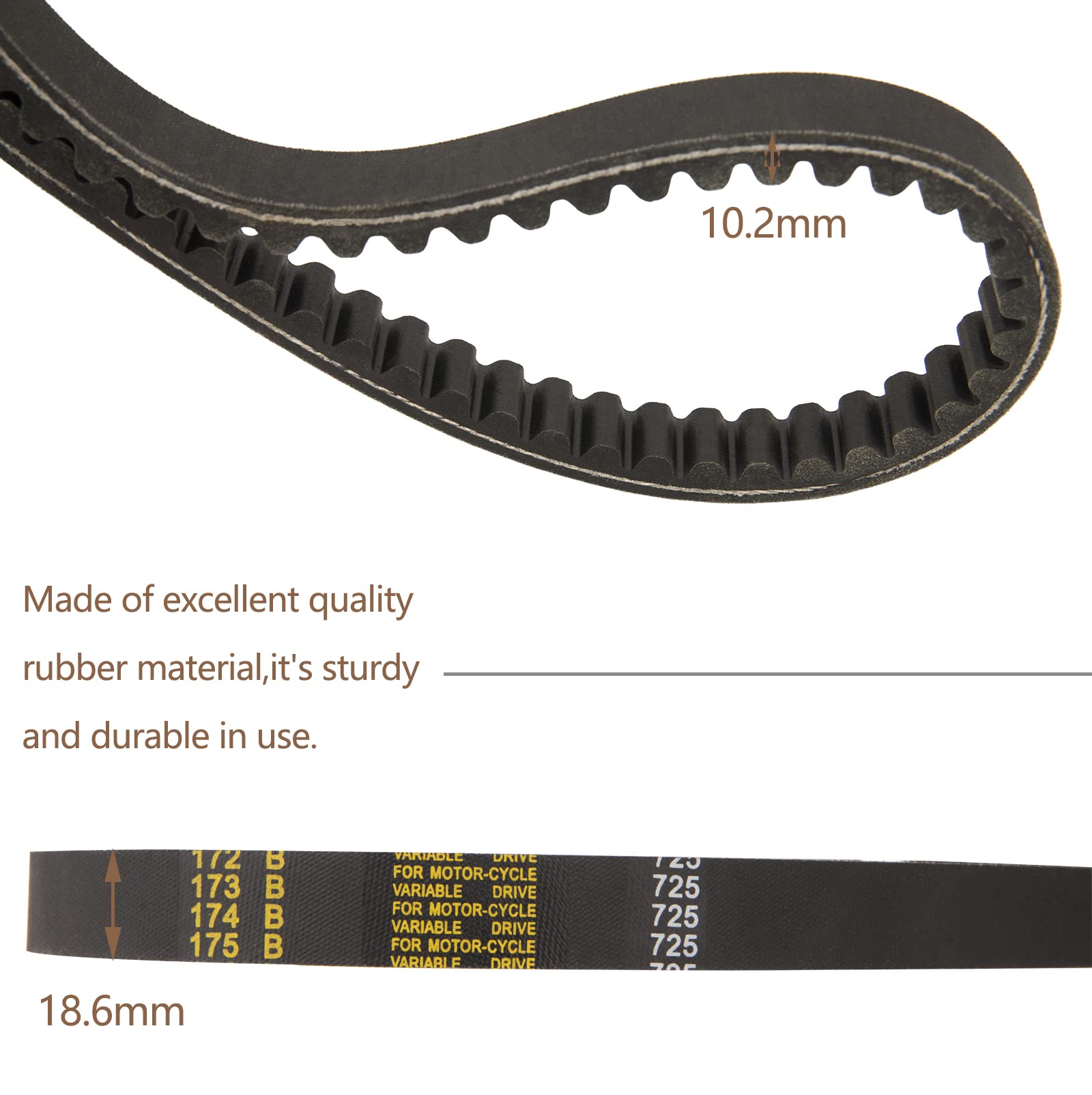 Go Kart Drive Belt 725, 30 Series Torque Converter Belt Compatible With Hammerhead 80T Trailmaster Mid Xrx Mud Head Go Kart 6.5Hp Engine 3 Pcs