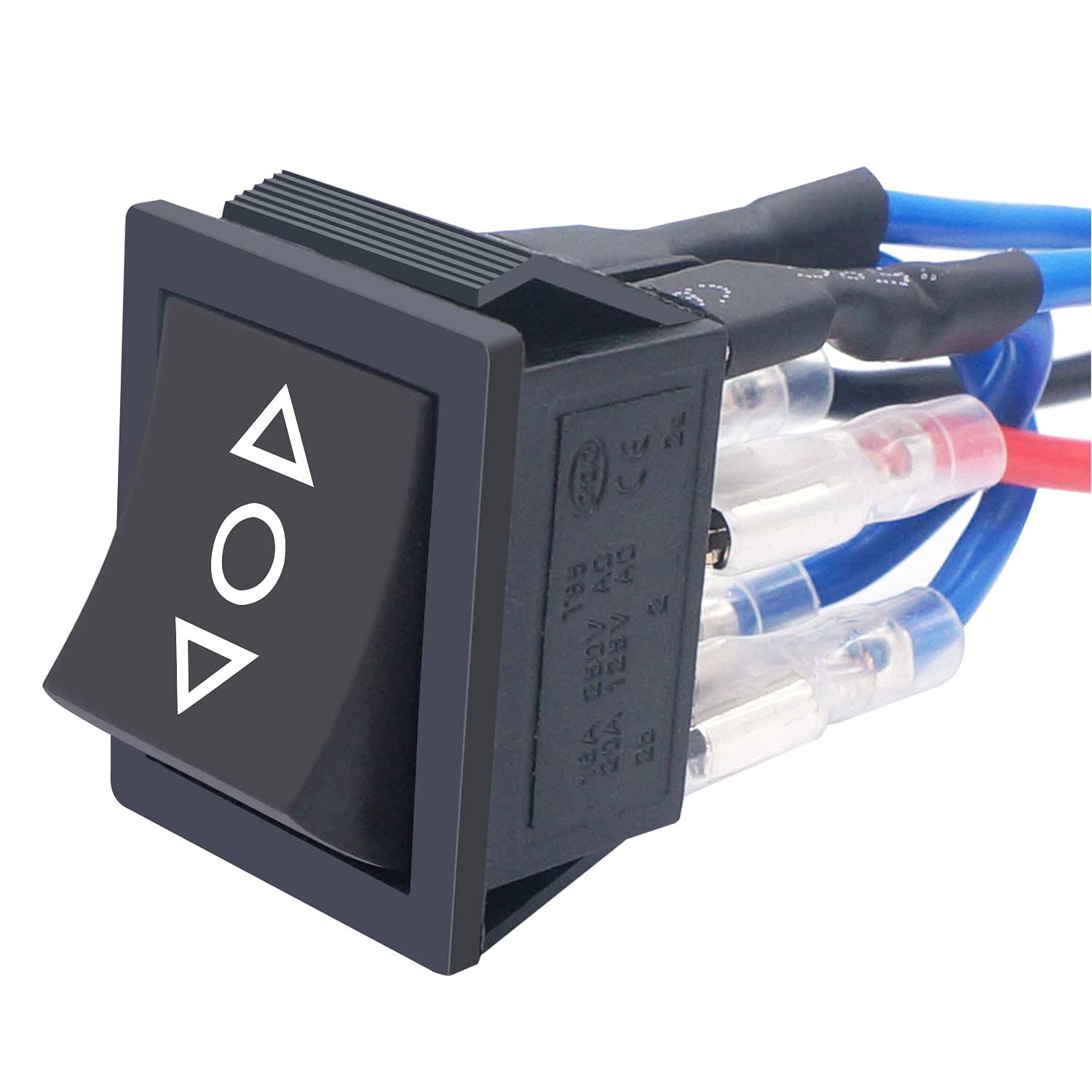 Weideer 20A 12V Dc Motor Polarity Reverse Rocker Switch Dpdt 6 Pin On-Off-On Boat Motor Control Switch With Jumper Wires Kcd2-20