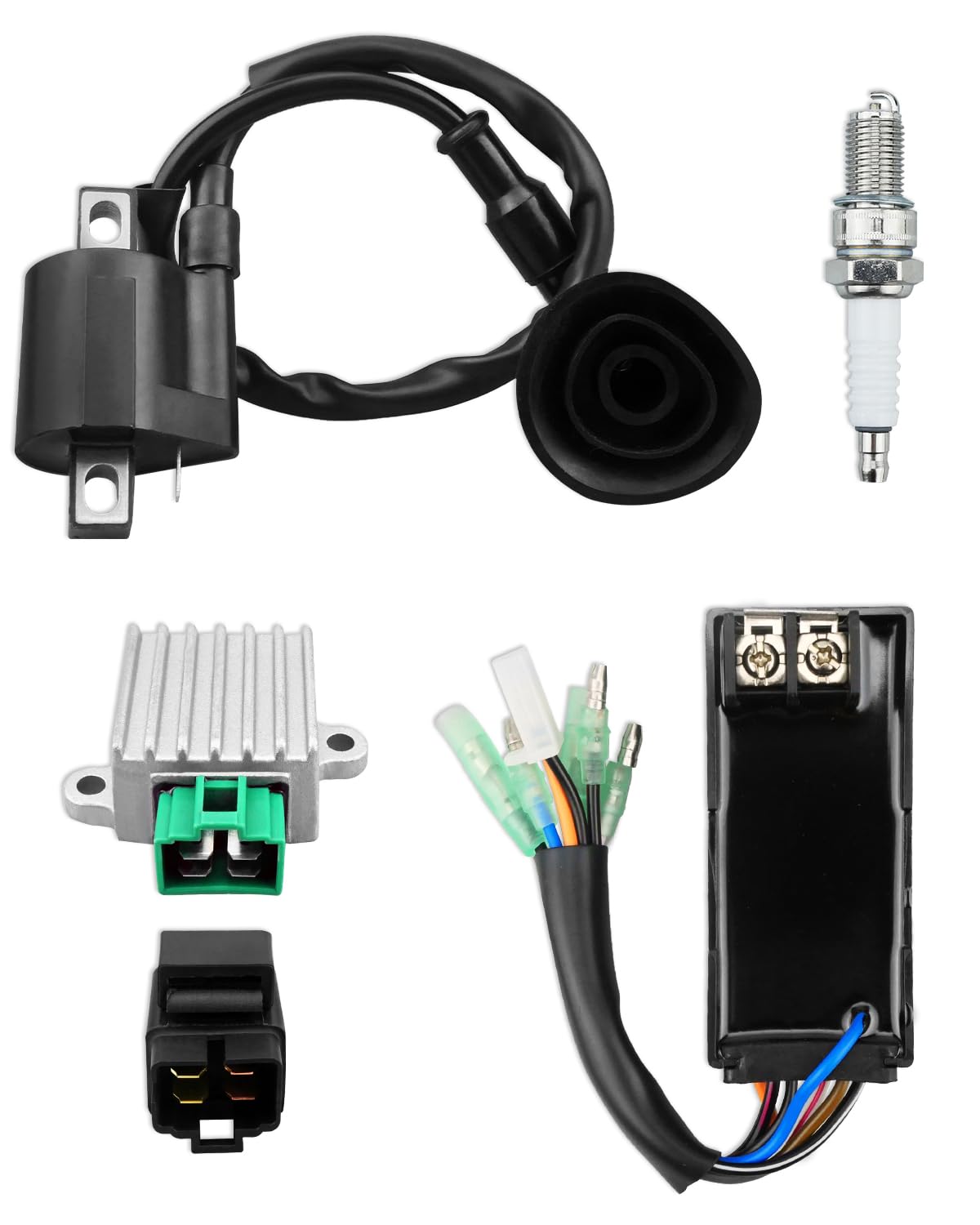 CDI Box Ignition Coil Kit Fits for Polaris Sportsman 90 Predator Scrambler 50 90 ATV, with Voltage Regulator Rectifier&Spark Plu