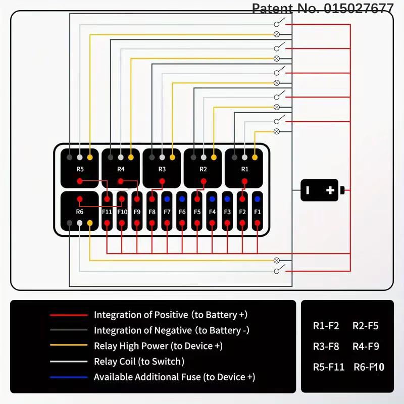 Gebildet 12V Fuse Relay Box With 6 Relays And 11 Way Atc/Ato Blade Fuses, Pre-Wired Fuse And Relay Box 12 Vlot Relay Fuse Box Bl