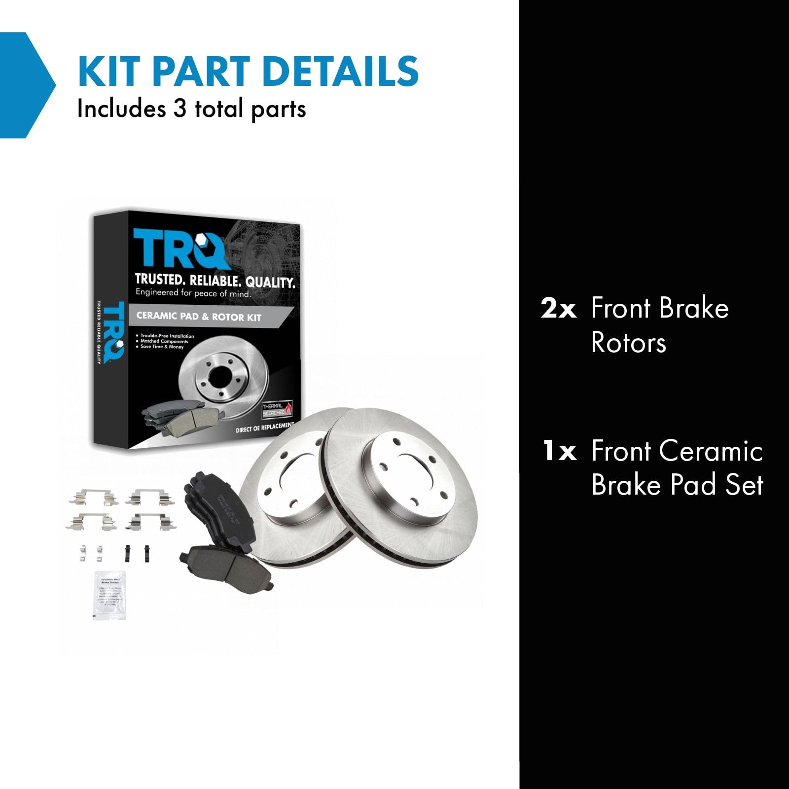 Trq Front Brake Pad & Rotor Kit Brake Pads Brake Rotor Ceramic Compatible With 2001-2005 Chrysler Sebring Dodge Stratus Mitsubis