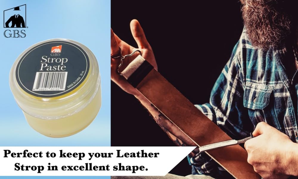 G.B.S Leather Strop 30Ml Conditioning Paste Professional Hone And Sharpen Your Shaving Razor, Blade, Knives, Cutlery And Tools-