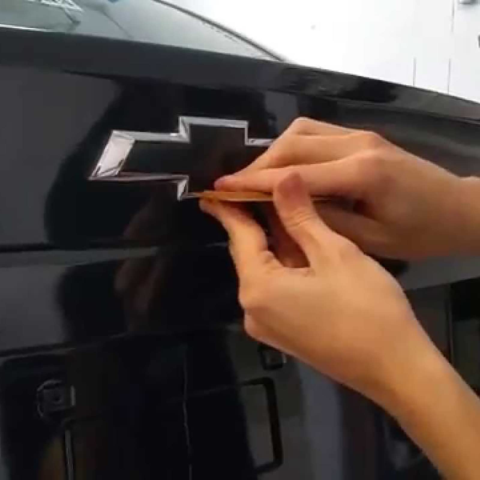 Free Tool Kit 2Pcs 5X10 Compatible With Chevy Emblem Bowtie Gloss Teal Blue Vinyl Wrap Sticker Decal Film Overlay Sheet