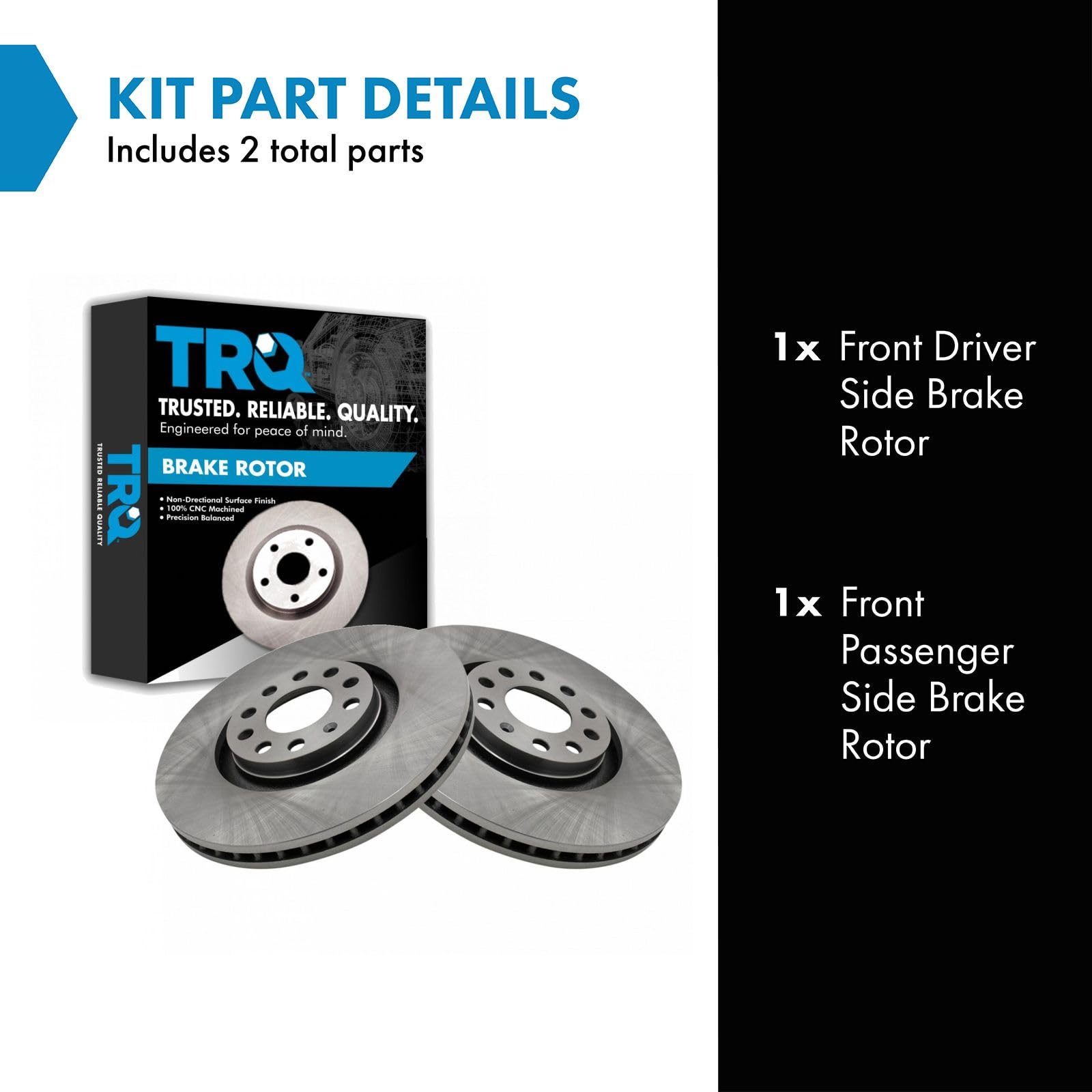 Trq Front Brake Rotors Set Vented Compatible With 2005-2009 Audi A4 A4 Quattro 2002-2004 A6 2000-2004 A6 Quattro 2001-2005 Allro