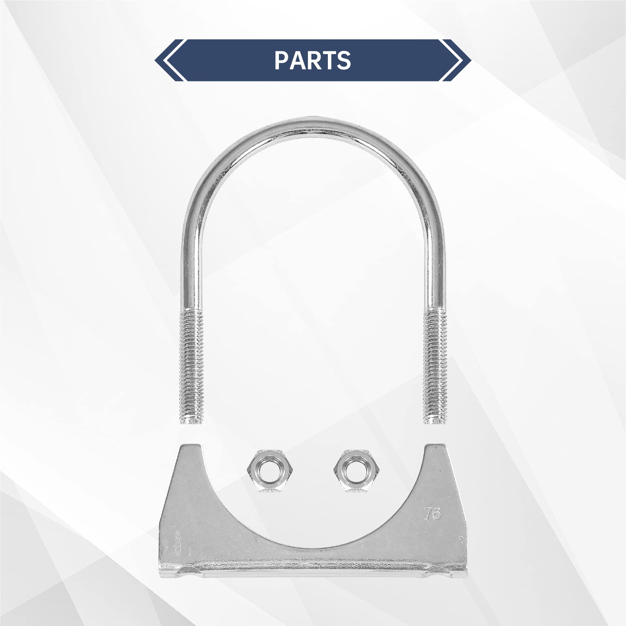 Batoneco 3'' U Bolt Clamp, Muffler Exhaust Clamps,3 Inch Saddle Style Heavy Duty Mild Steel(2-Pack)