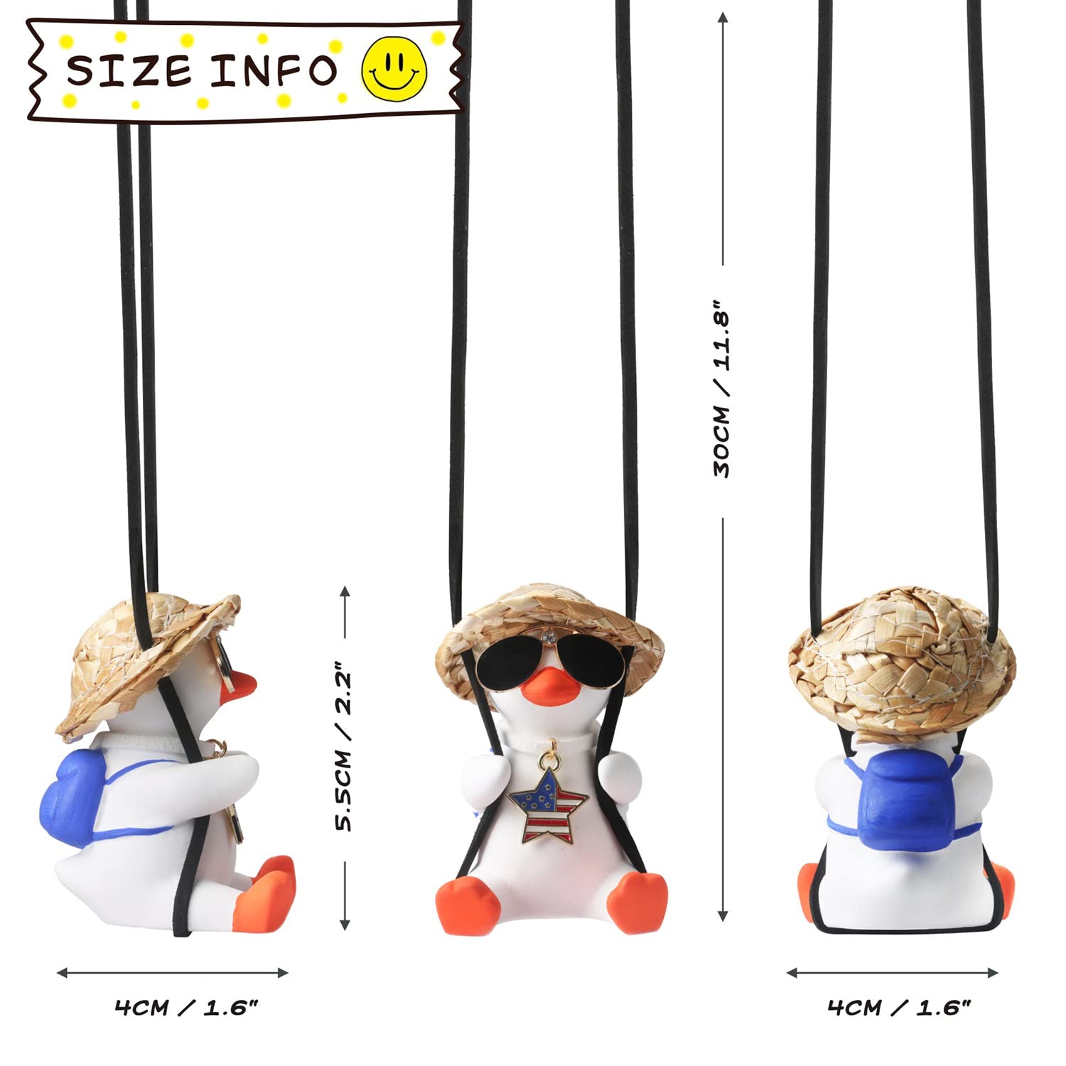 Rear View Mirror Hanging Accessories Cute Swinging Duck Car Truck Hanging Stuff For Men Women Teens Rearview Mirror Charms Vehicle Essentials Interior Accessories Funny White Elephant Gifts For Adults