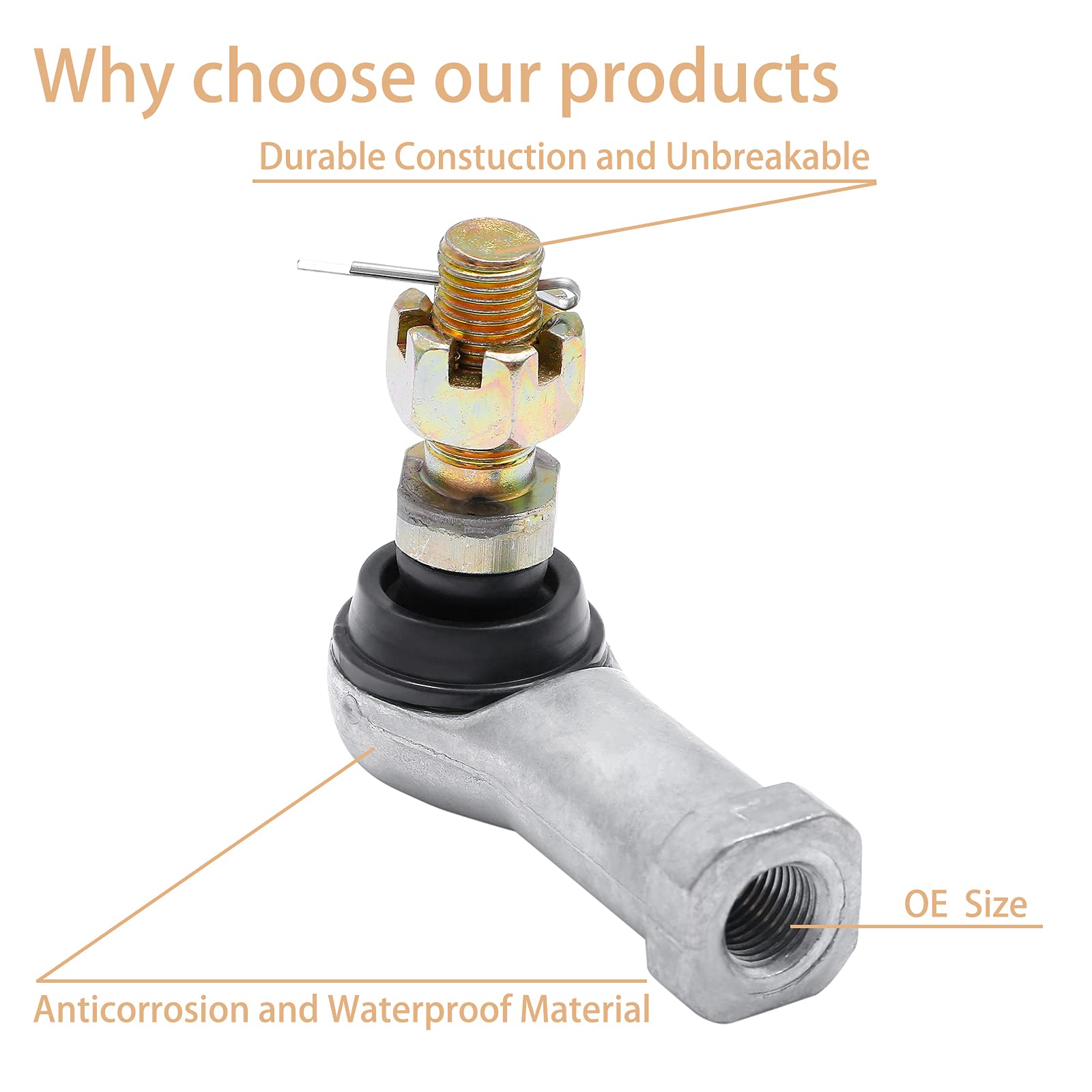 Tie Rod End Kit, Ball Joint, Compatible With 2000-2017 Honda Rancher 350/400 / 420 | 03-17 Honda Rincon 650/680 | 1989 1990 Honda Pilot 400, Driver Left & Passenger Right Side, 2 Sets