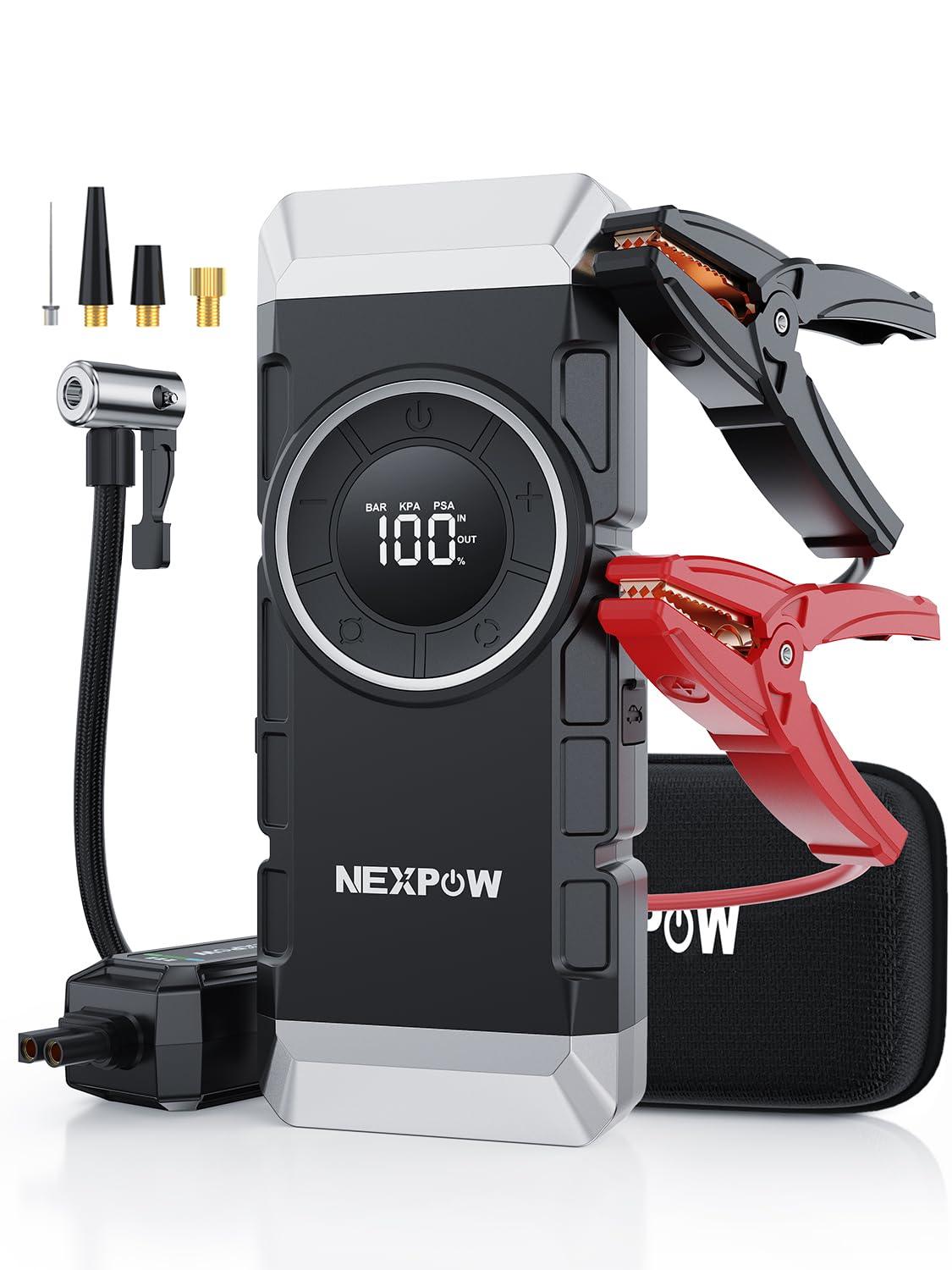 NEXPOW Car Battery Jump Starter with Air Compressor 3000A Peak,12V 150PSI Portable Jumpstart Box for Up to 8L Gas 8L Diesel Engi