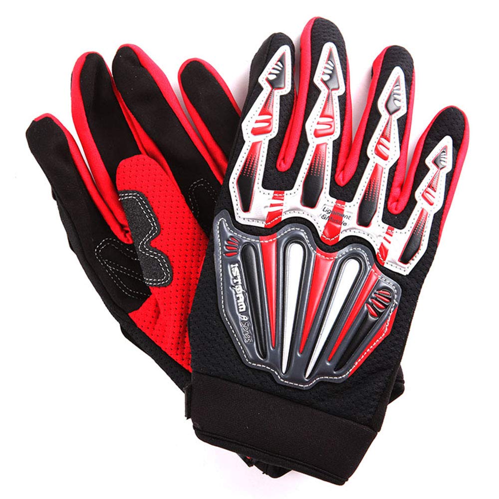 1Storm Youth Kids Motocross Gloves Motorcycle Bmx Mx Atv Dirt Bike Bicycle Cycling Gloves Skeleton Red