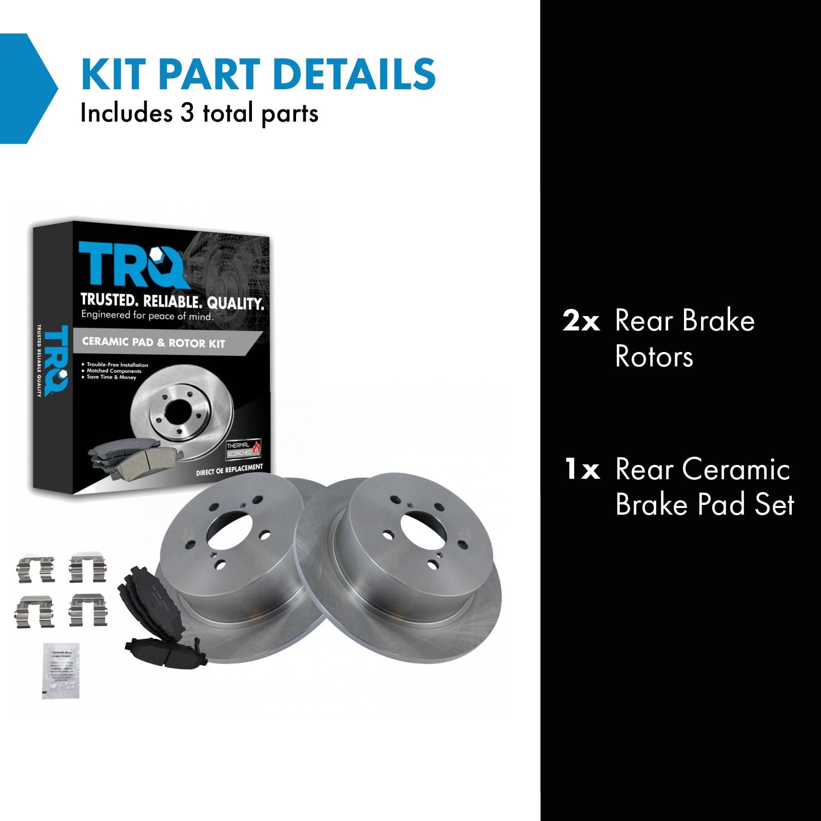 Trq Rear Brake Pad & Rotor Kit Brake Pads Brake Rotor Ceramic Compatible With 2005-2009 Subaru Legacy Outback