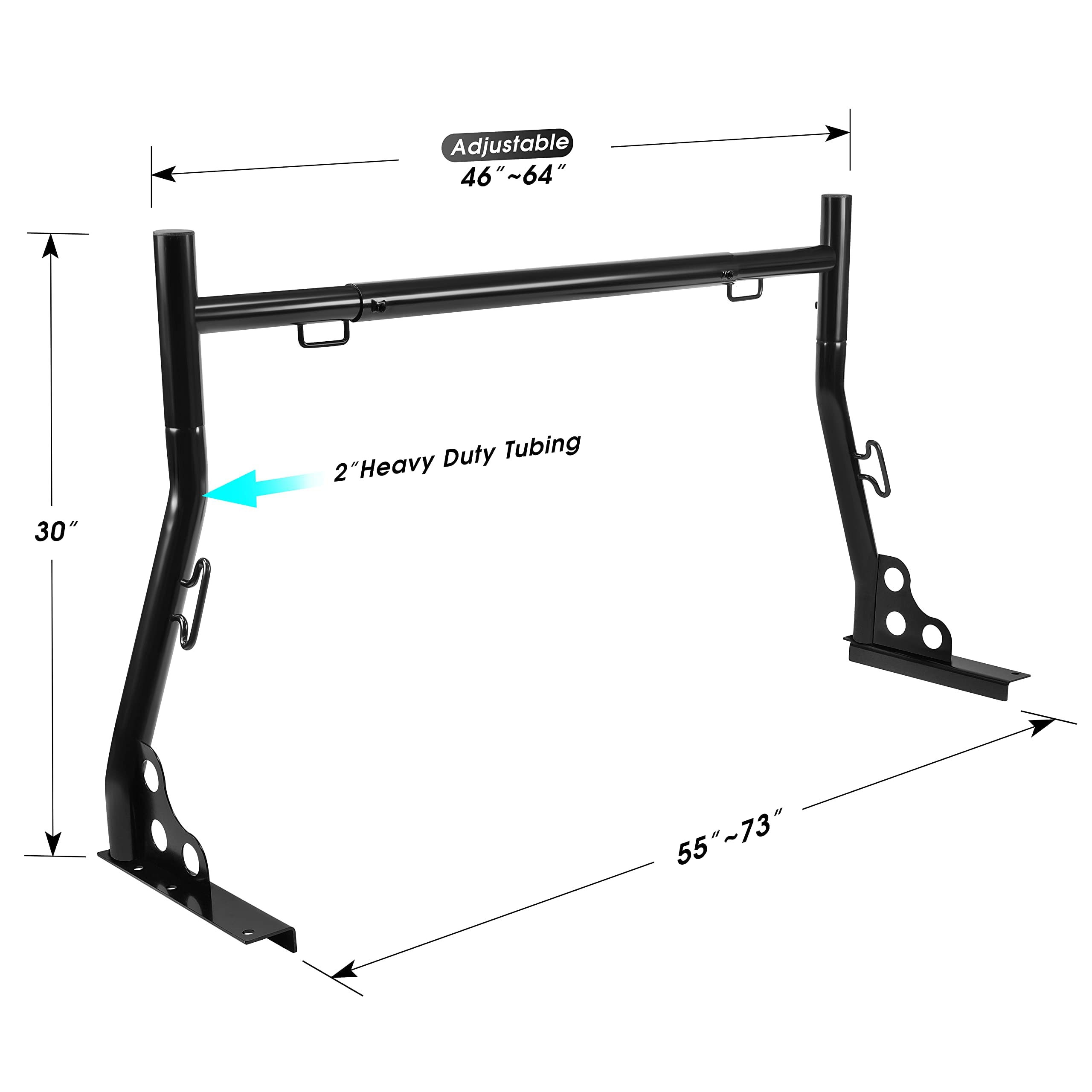 Truck Ladder Racks 800Ibs Capacity Extendable Pick-Up Truck Bed Ladder Rack, Universal Heavy Duty