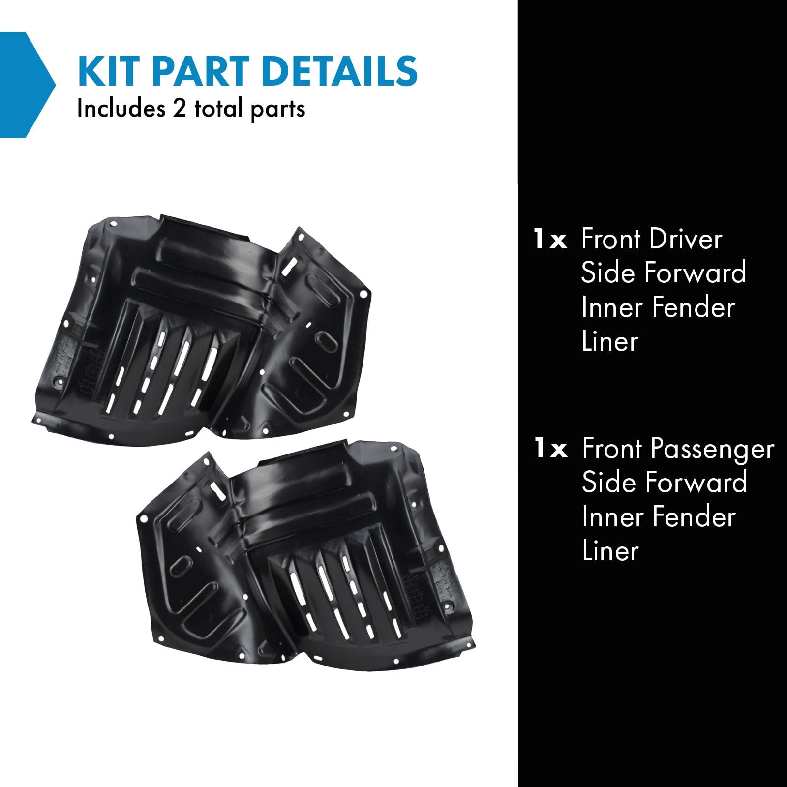 Trq Front Inner Fender Liner Set Compatible With 2004-2008 Mazda Rx-8 Ma1248127 Ma1249127