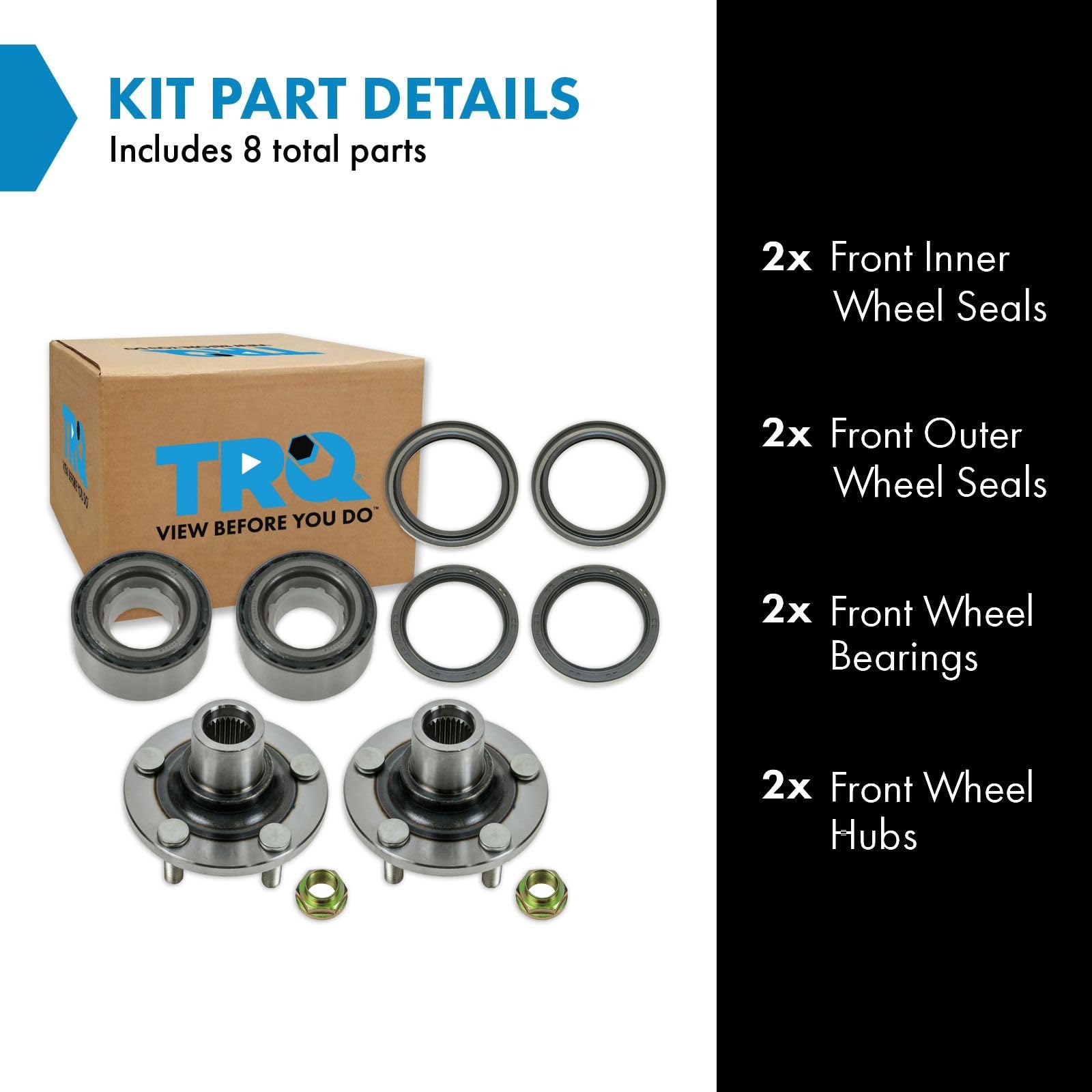 TRQ Front Passenger Side Driver & Passenger Side Wheel Bearing & Hub Kit Compatible with 2003-2006 Subaru Baja 1999-2008 Foreste