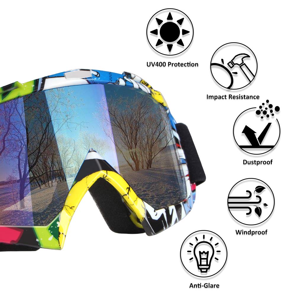 Motorcycle Goggles Atv Goggles Motocross Goggles Windproof Dirt Bike Goggles Dustproof Off Road Goggles Scratch Resistant Skiing